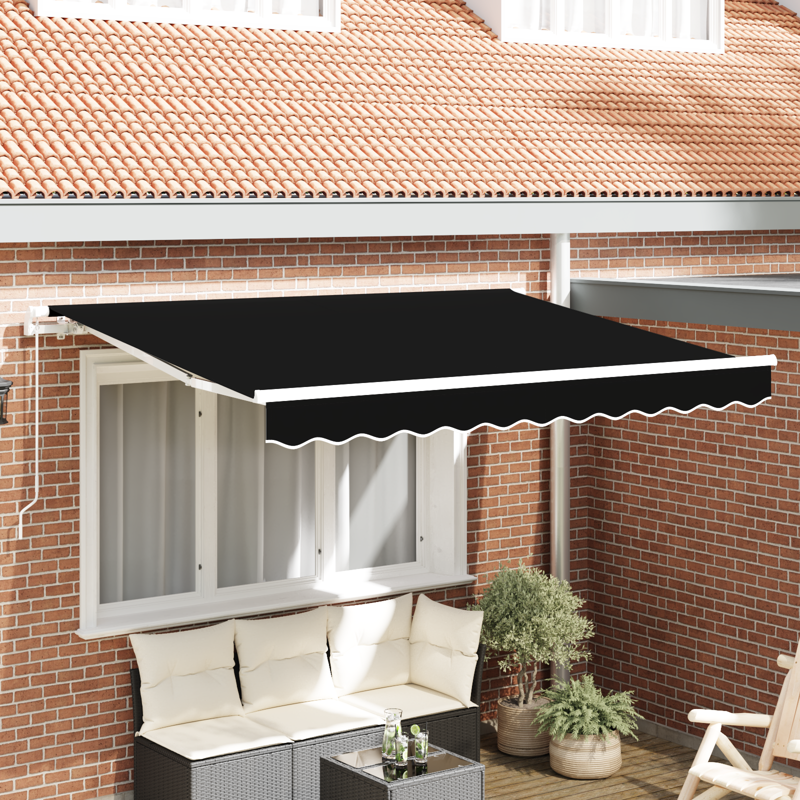 vidaXL Cortina Retractabilă Negru 350 x 200 cm Poliester, Aluminiu