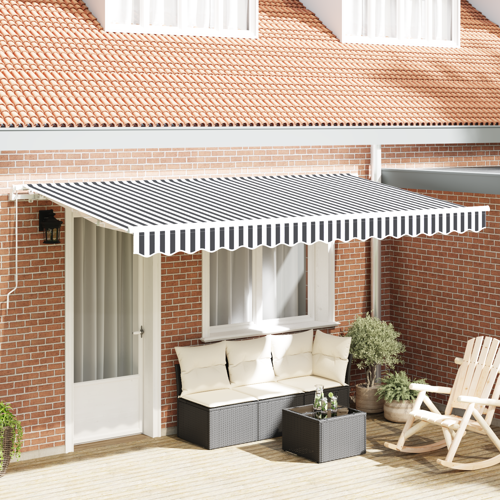vidaXL Cortina Retractabilă Antracit, Alb 400 x 200 cm