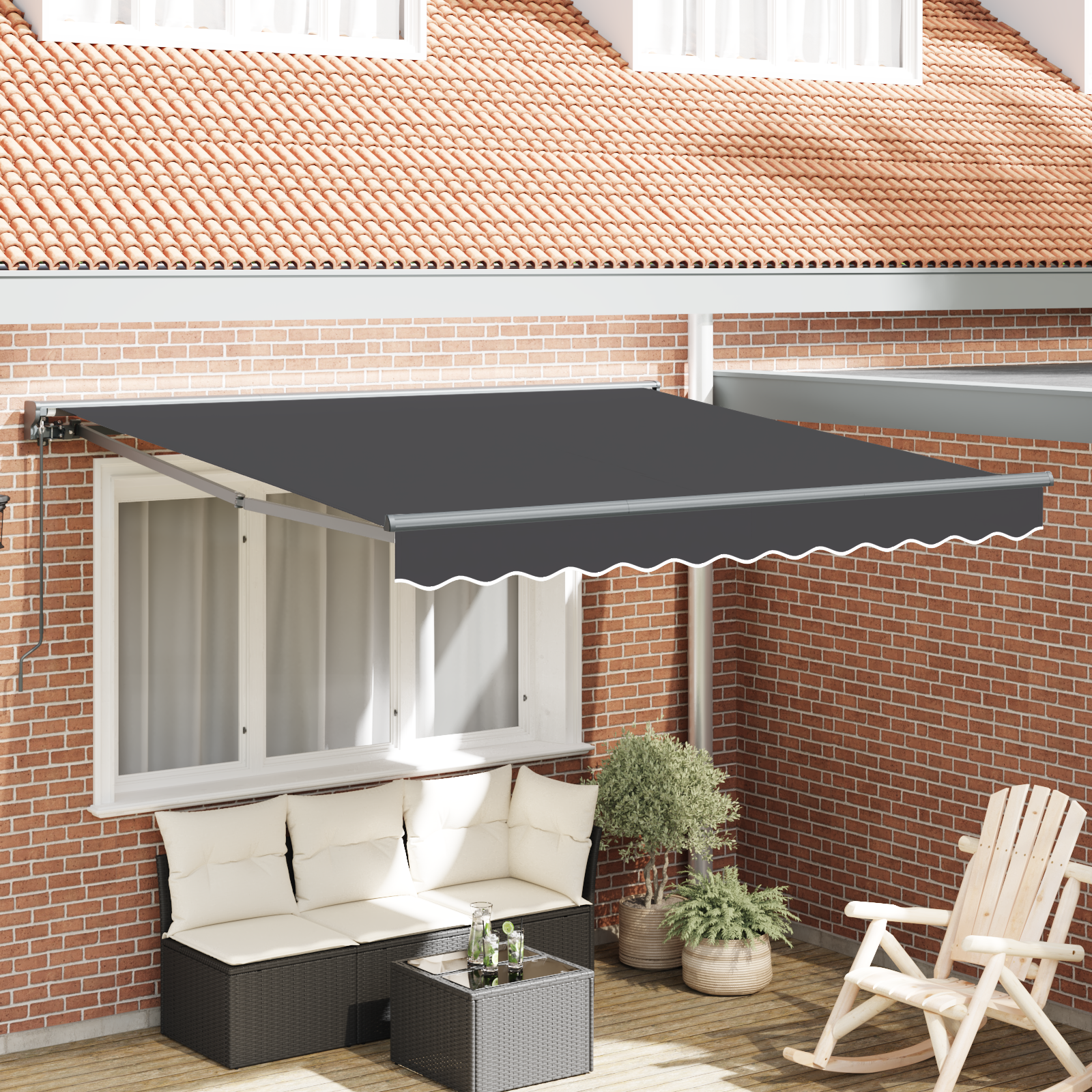 Handmatig Uittrekbaar Ligbed Antraciet 300×250 cm