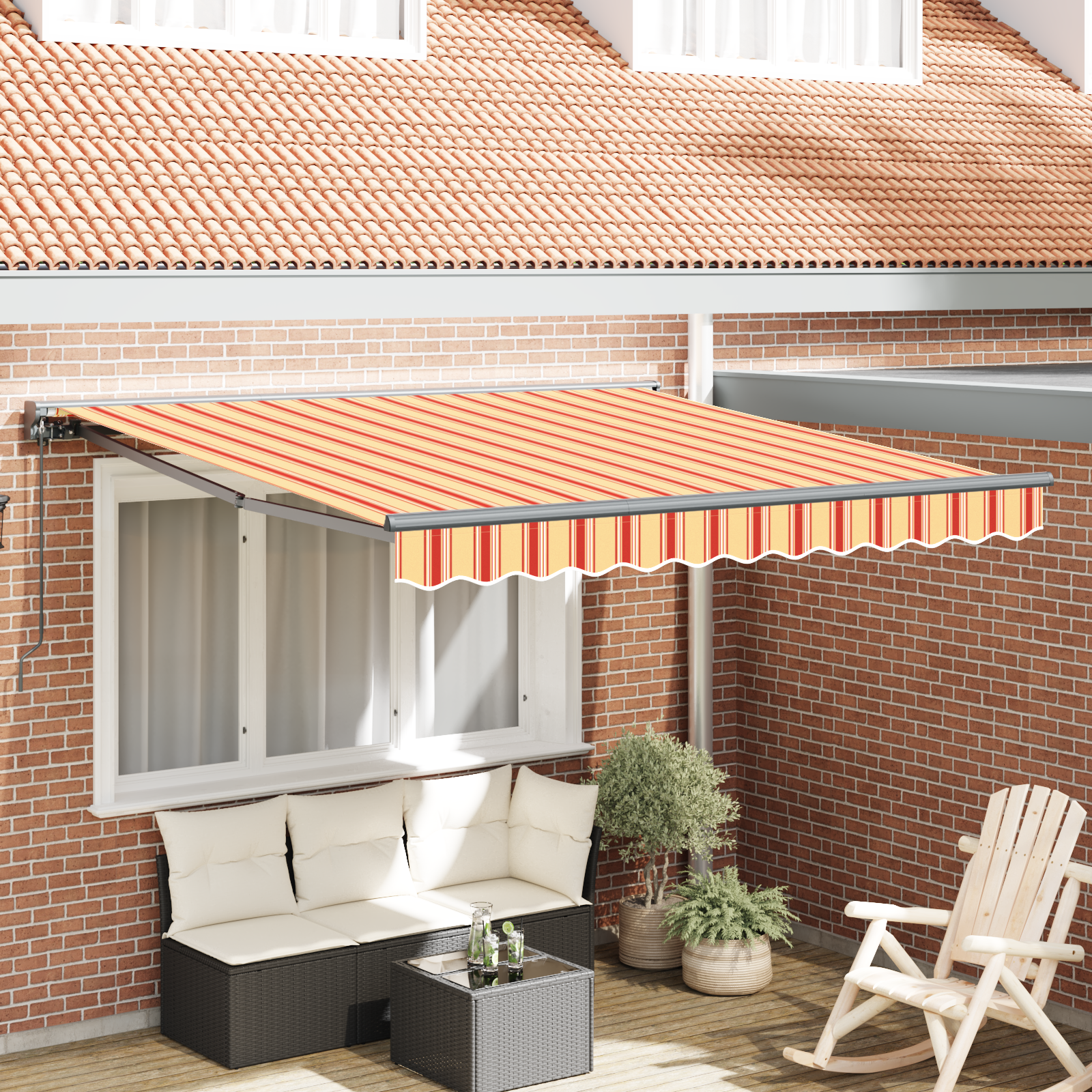 Handmatig Uittrekbaar Schaduwdoek Geel en Oranje 300×250 cm