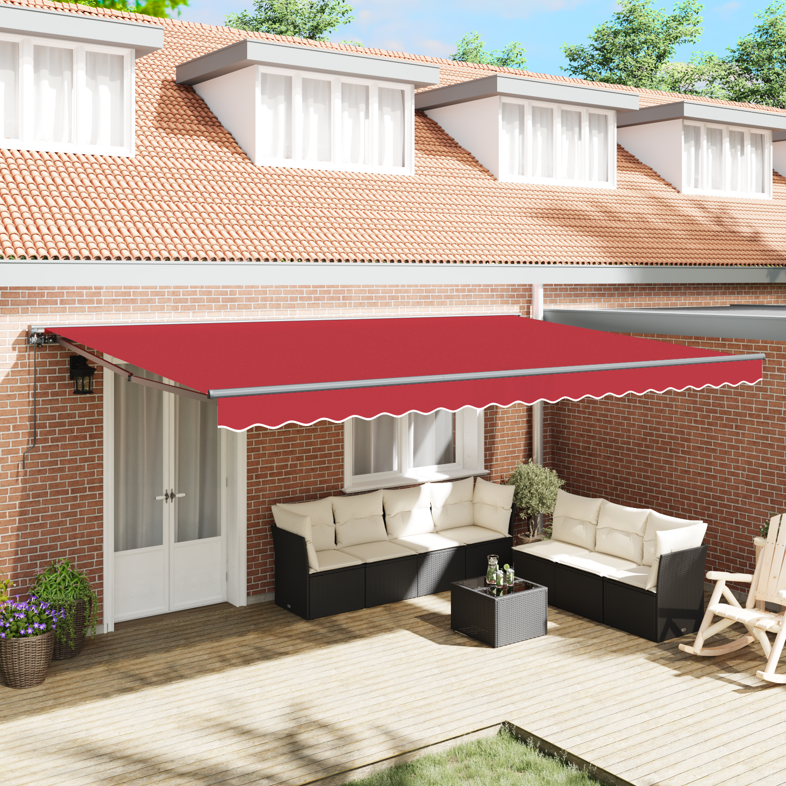 vidaXL Cortina Retractabilă Manual Roșu 500x300 cm țesătură