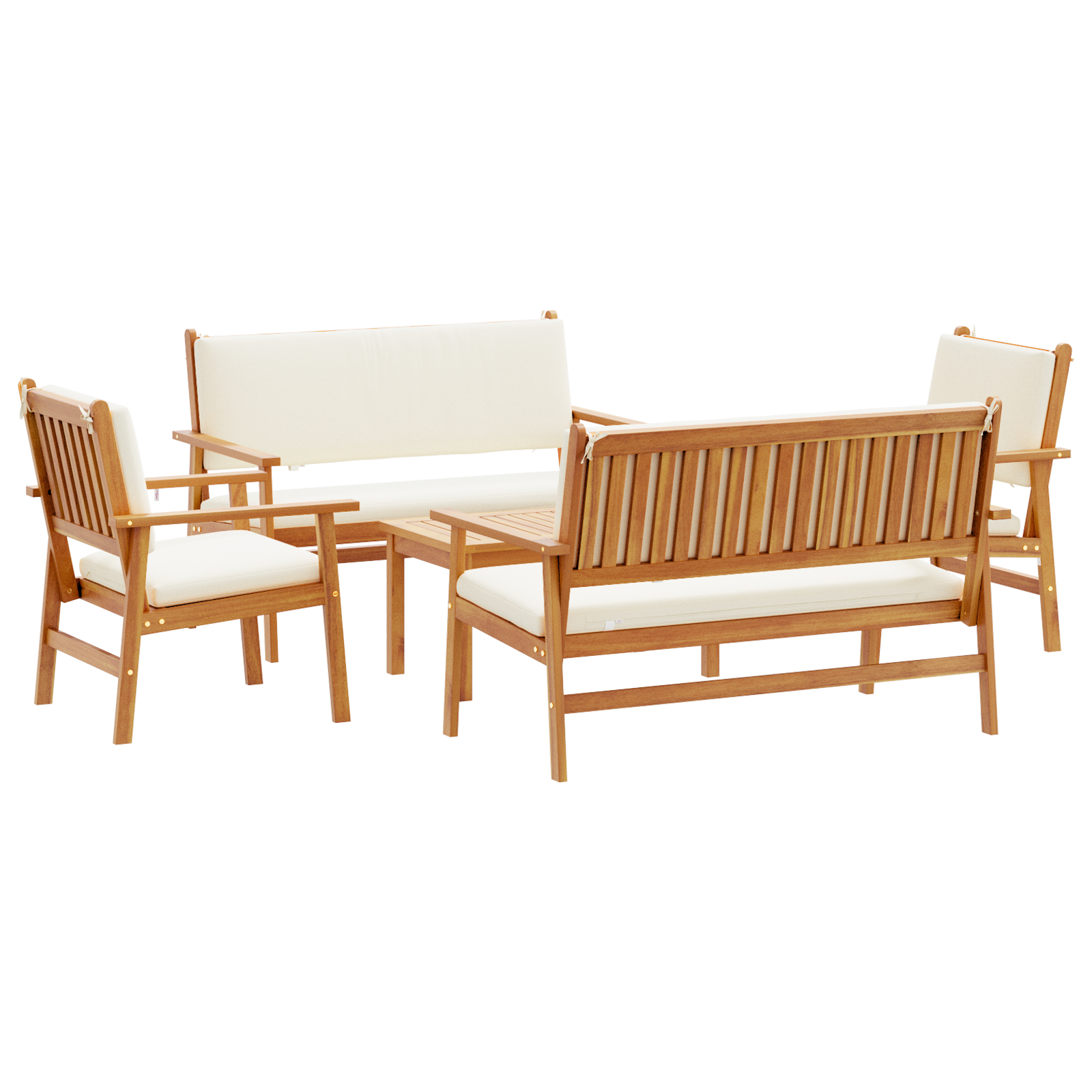 5 Piece Garden Sofa Set with Cushions Solid Wood Acacia - Image 2