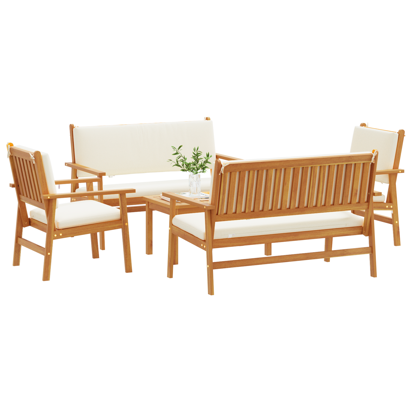 5 Piece Garden Sofa Set with Cushions Solid Wood Acacia - Image 3