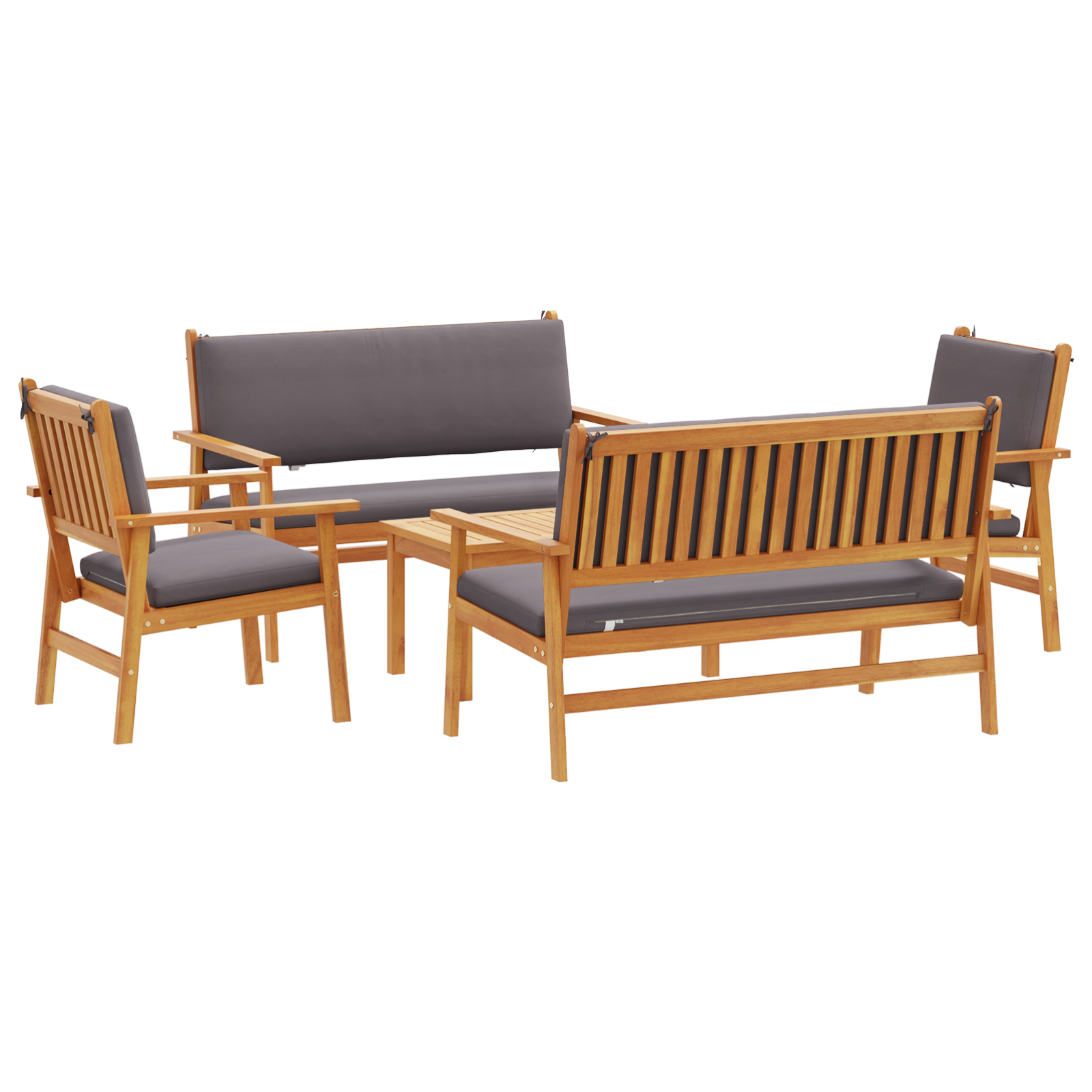 5 Piece Garden Sofa Set with Cushions Solid Wood Acacia - Image 2