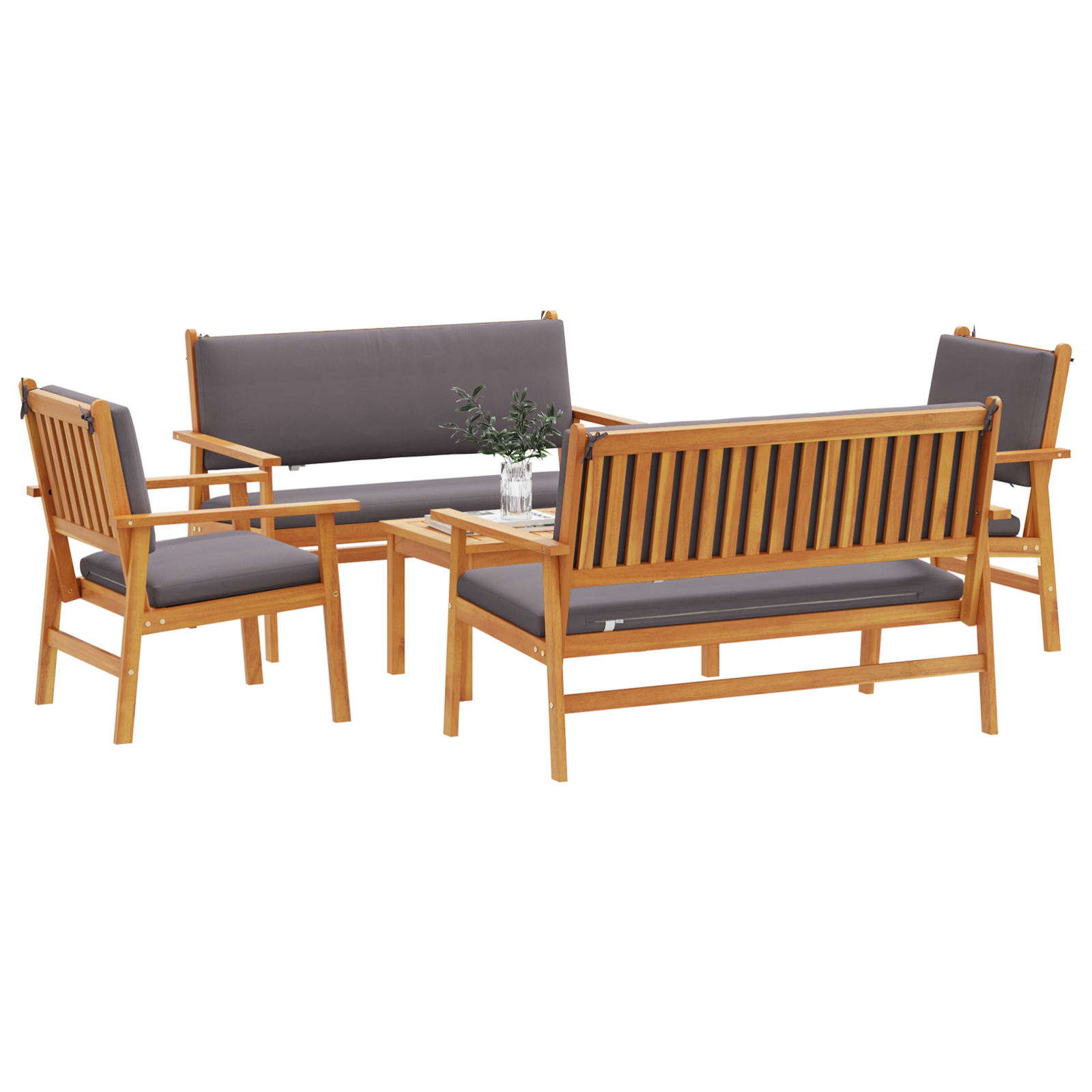 5 Piece Garden Sofa Set with Cushions Solid Wood Acacia - Image 3