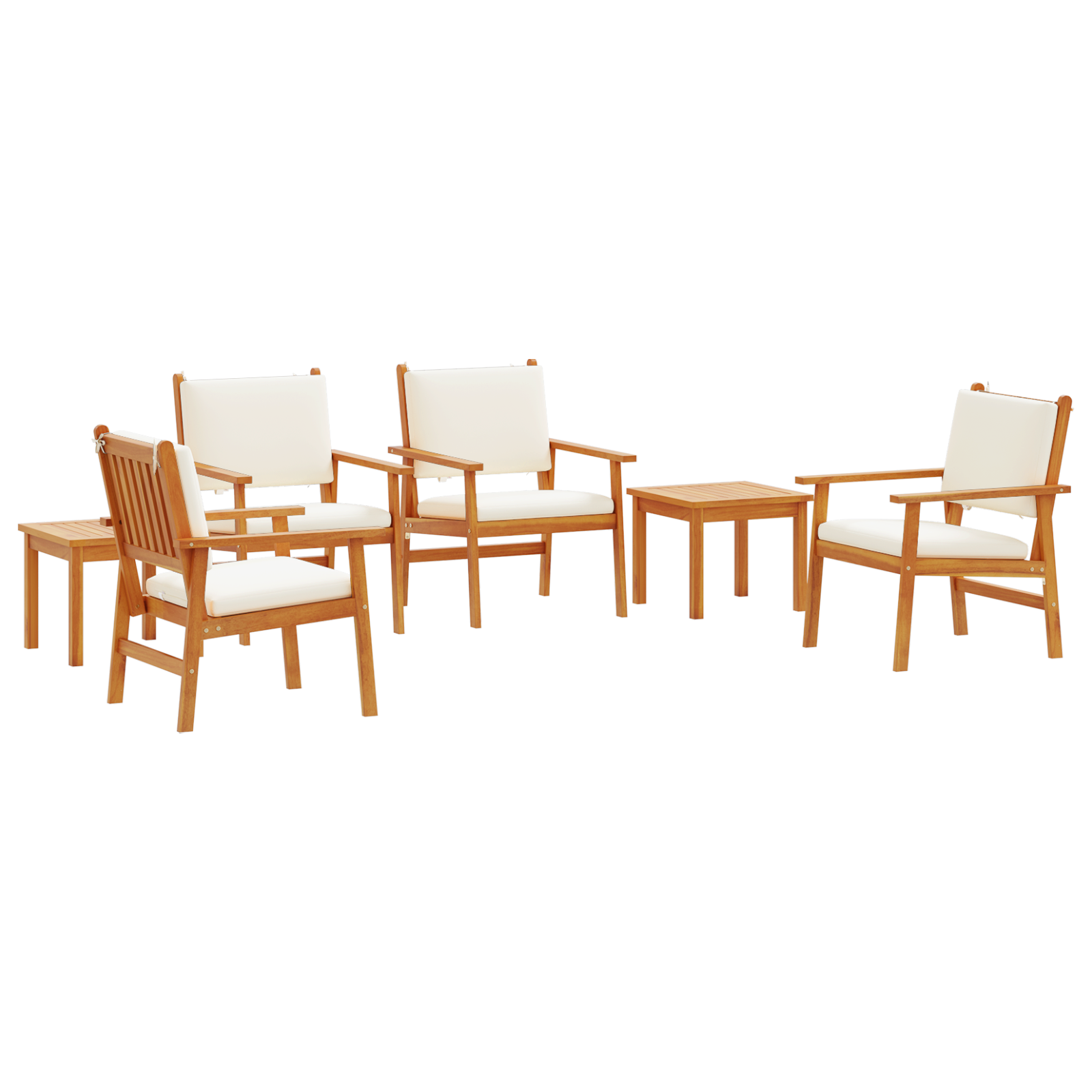6 Piece Garden Dining Set with Cushions Solid Wood Acacia - Image 2