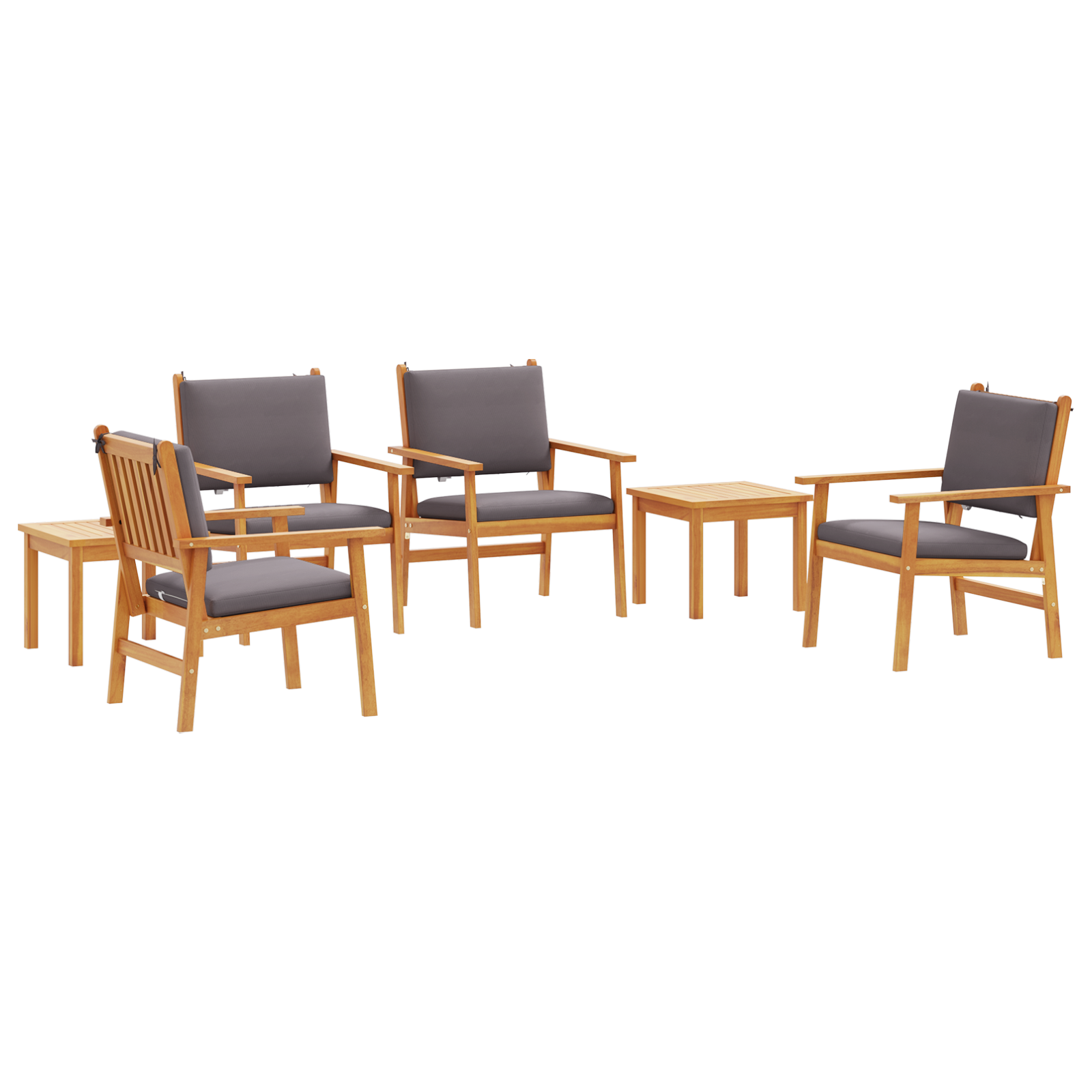 6 Piece Garden Dining Set with Cushions Solid Wood Acacia - Image 2