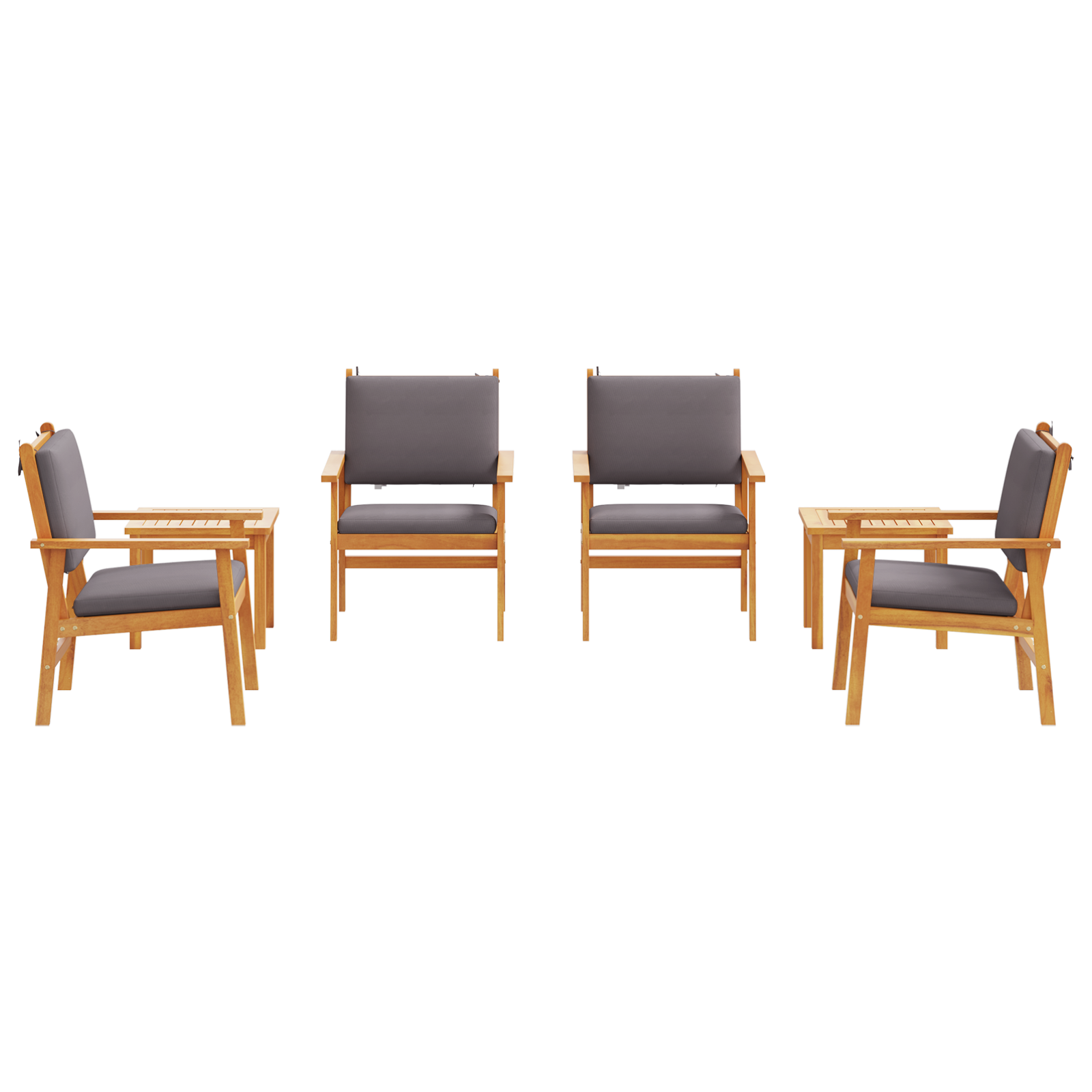 6 Piece Garden Dining Set with Cushions Solid Wood Acacia - Image 7