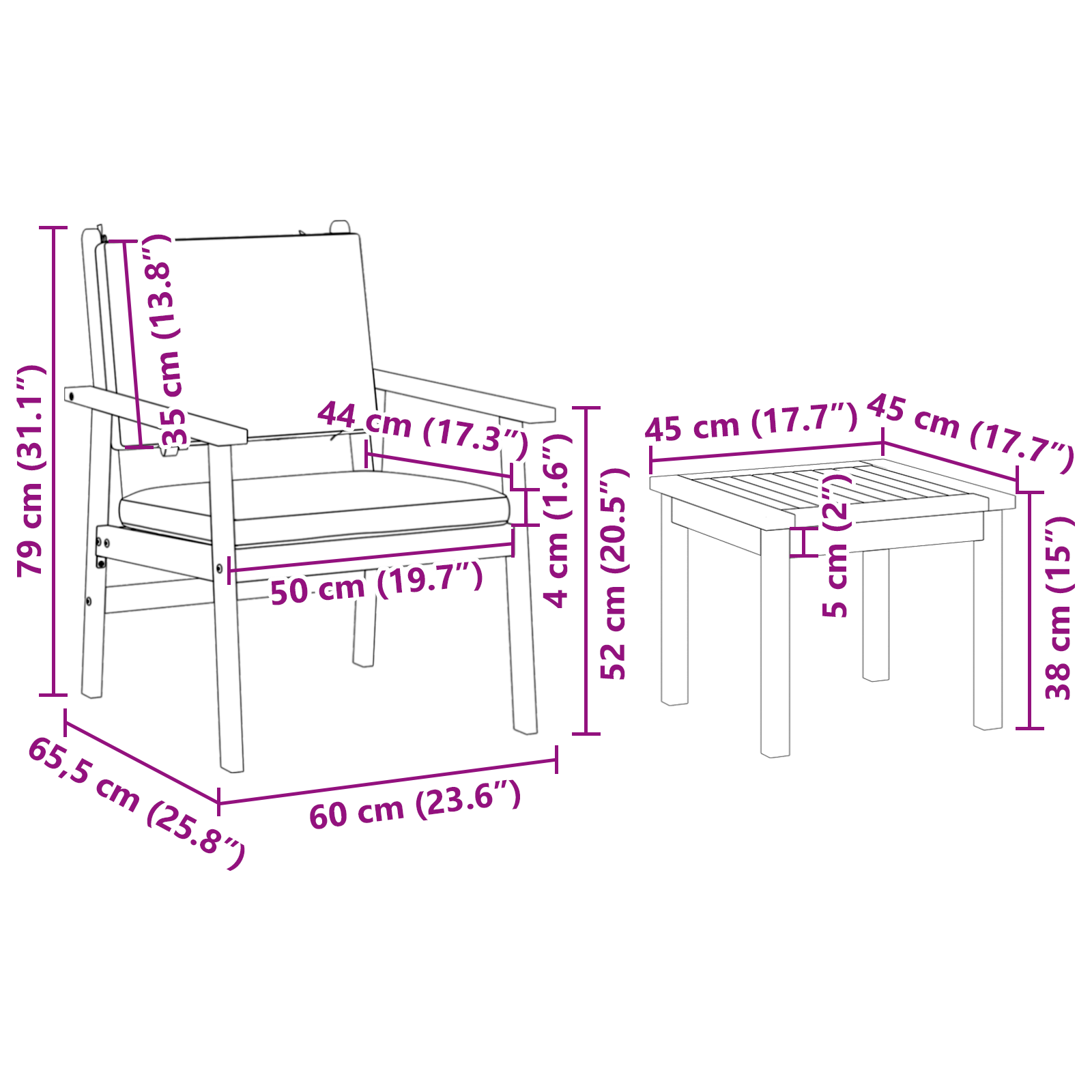 6 Piece Garden Dining Set with Cushions Solid Wood Acacia - Image 10