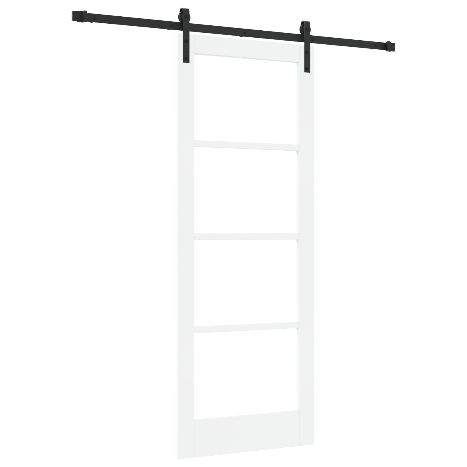 Sliding Door with Hardware Set "ORKDAL" White Solid Wood&Glass - Image 2