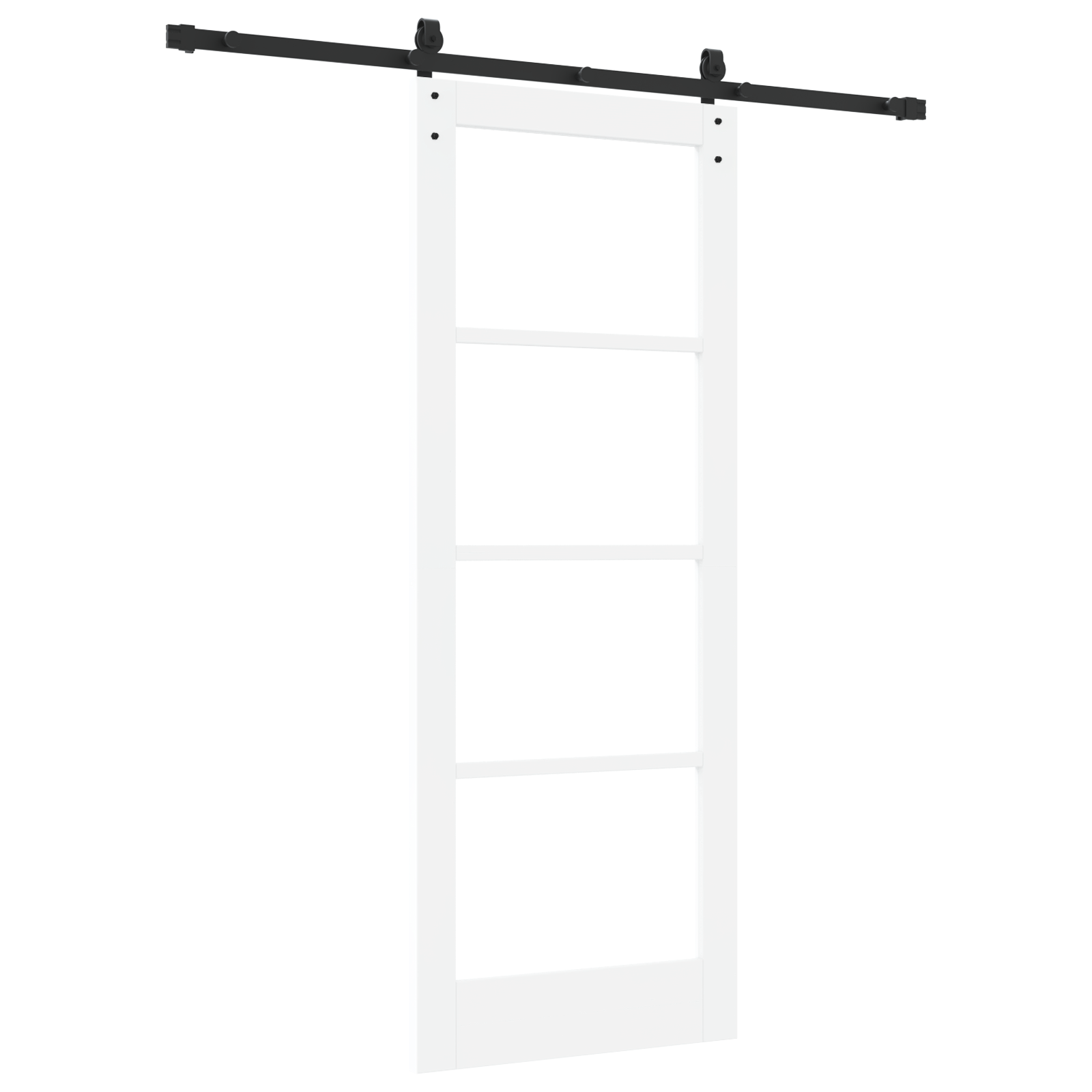 Sliding Door with Hardware Set "ORKDAL" White Solid Wood&Glass - Image 6