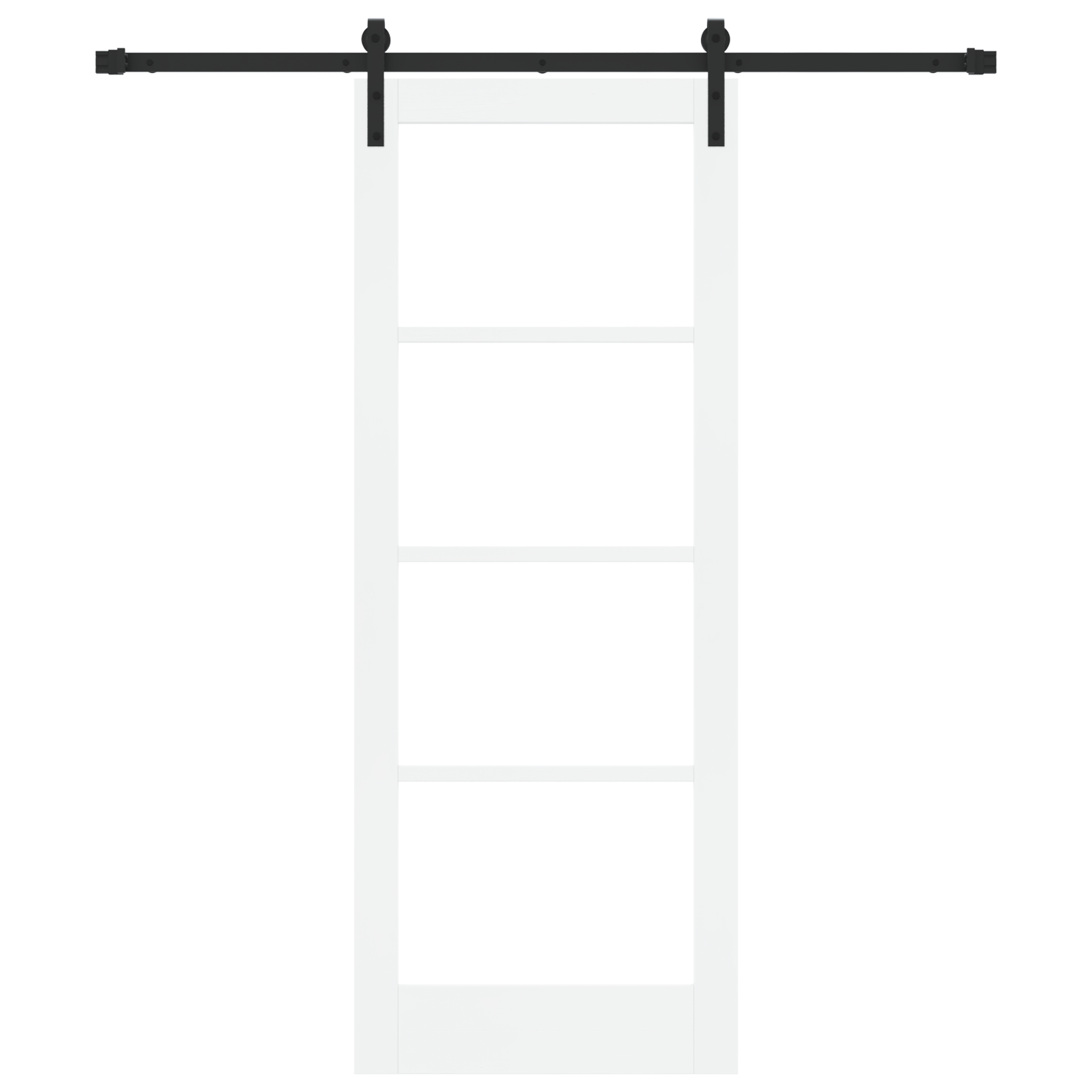 Sliding Door with Hardware Set "ORKDAL" White Solid Wood&Glass - Image 4