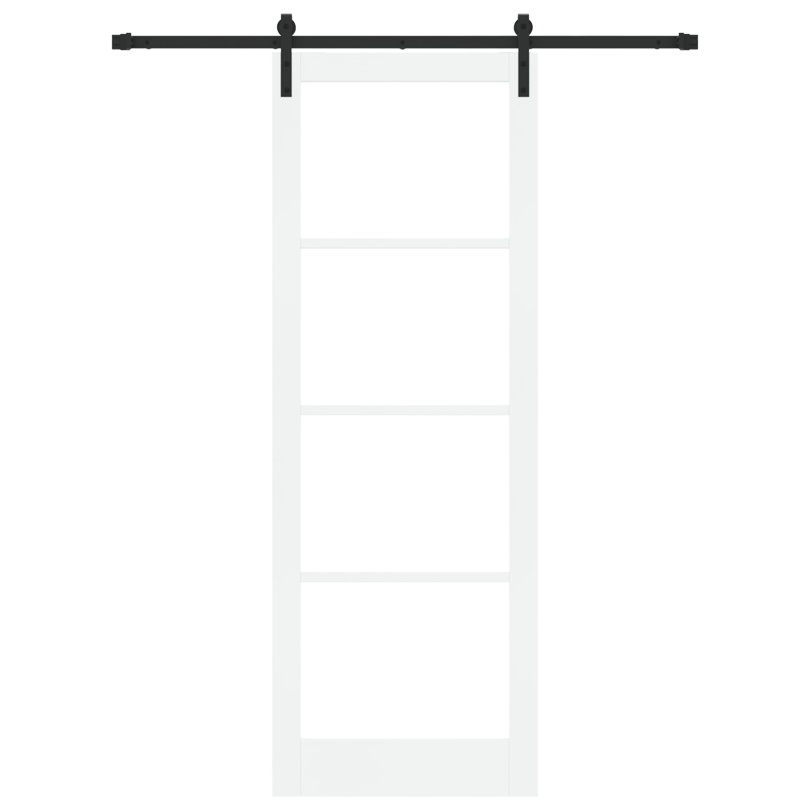 Sliding Door with Hardware Set "ORKDAL" White Solid Wood & Glass - Image 4