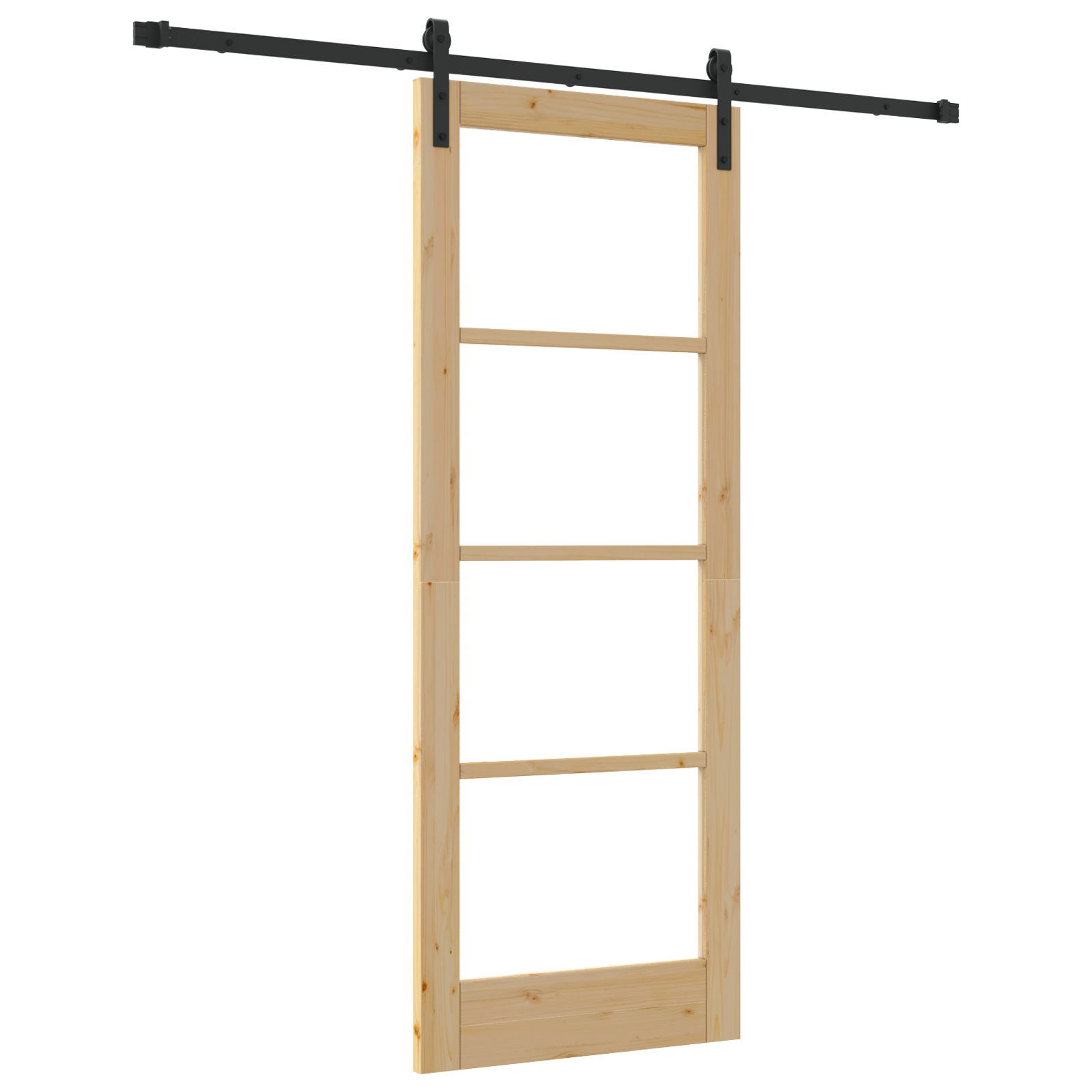 Sliding Door with Hardware Set "ORKDAL" Solid Wood & Glass - Image 2