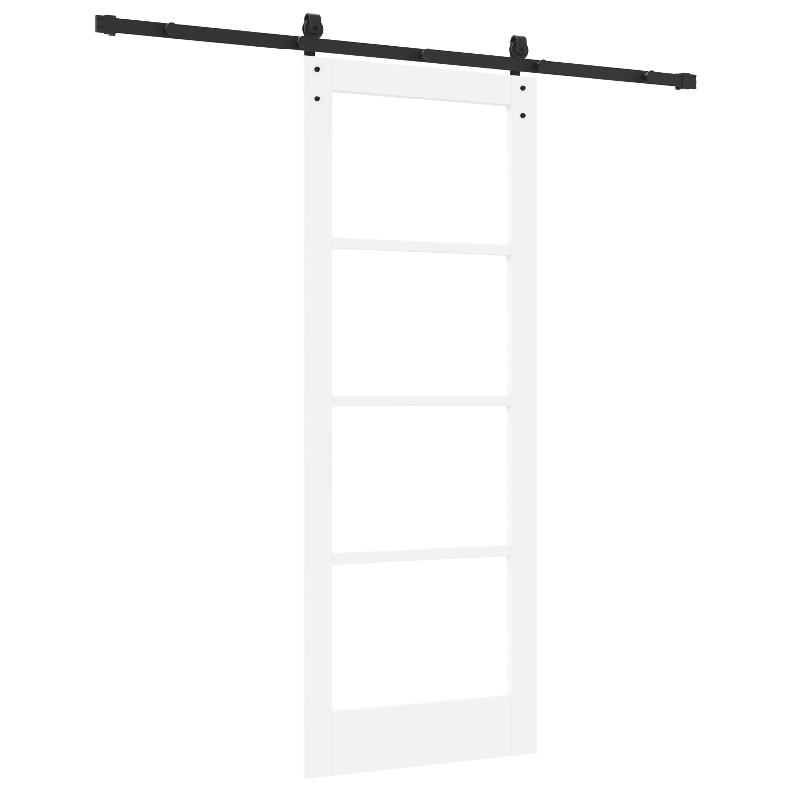 Sliding Door with Hardware Set "ORKDAL" White Solid Wood & Glass - Image 6