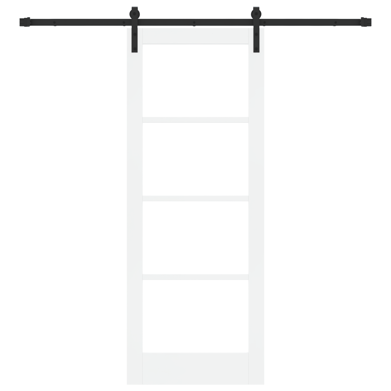 Sliding Door with Hardware Set "ORKDAL" White Solid Wood & Glass - Image 4