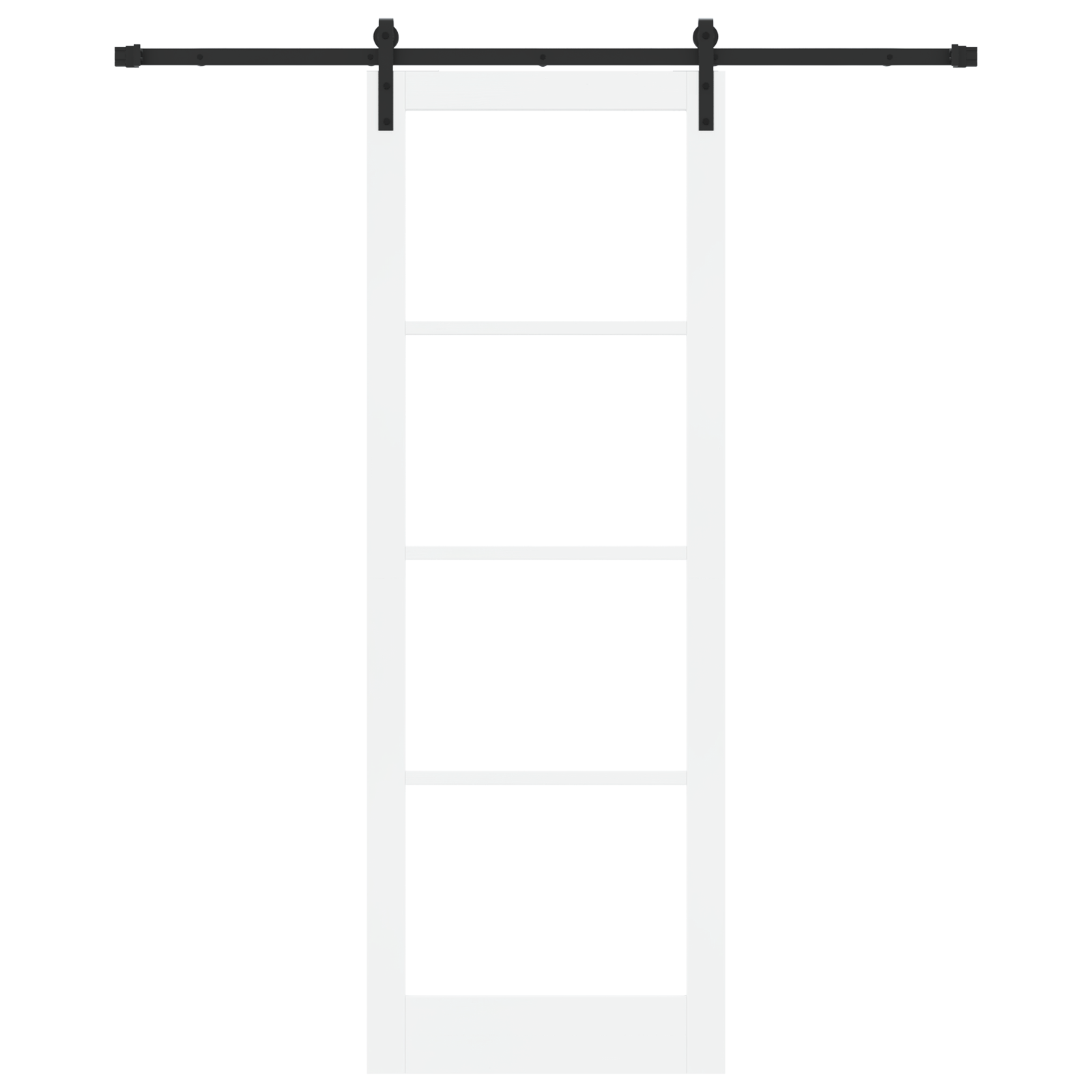 Sliding Door with Hardware Set "ORKDAL" White Solid Wood & Glass - Image 4
