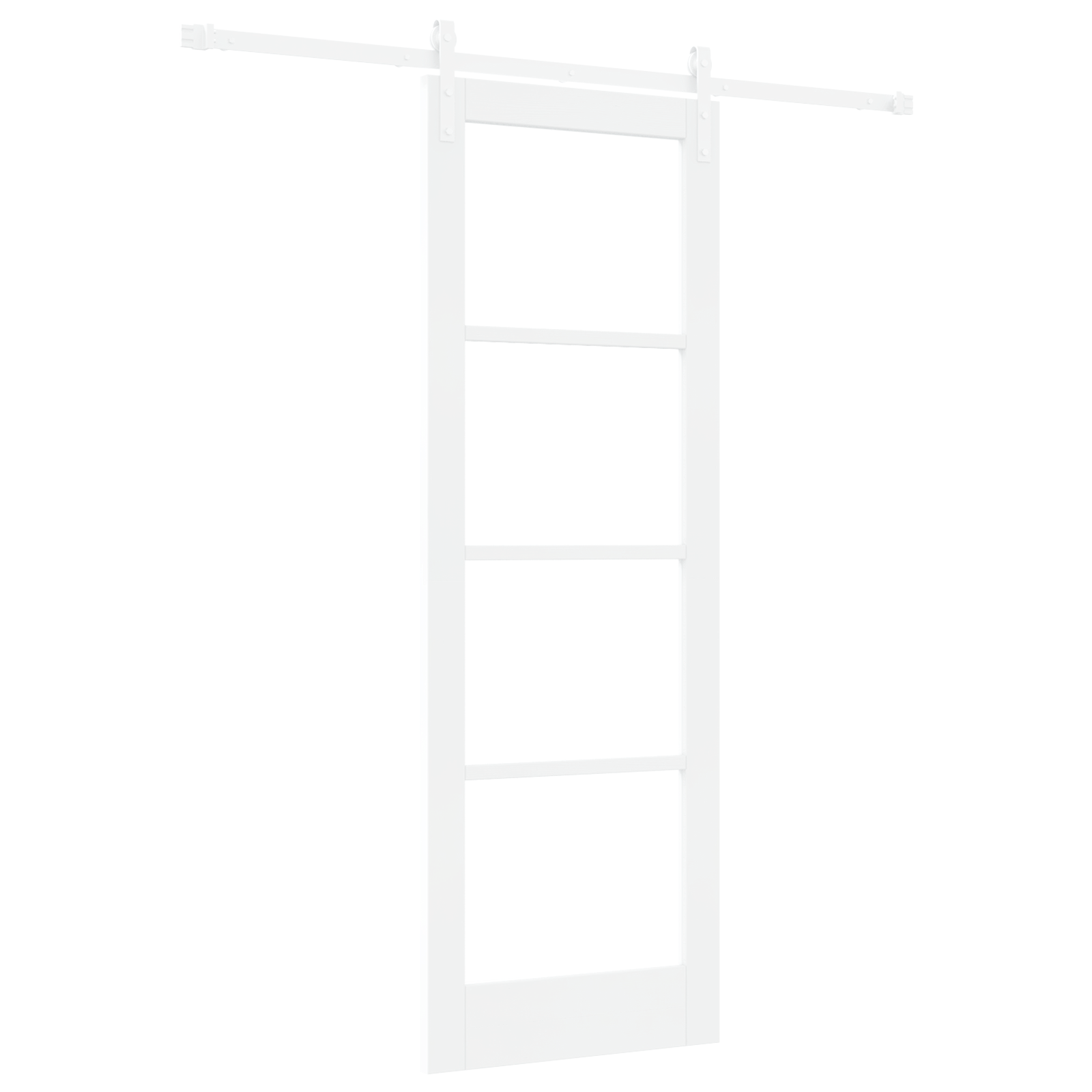 Sliding Door with Hardware Set "ORKDAL" White Solid Wood & Glass - Image 2
