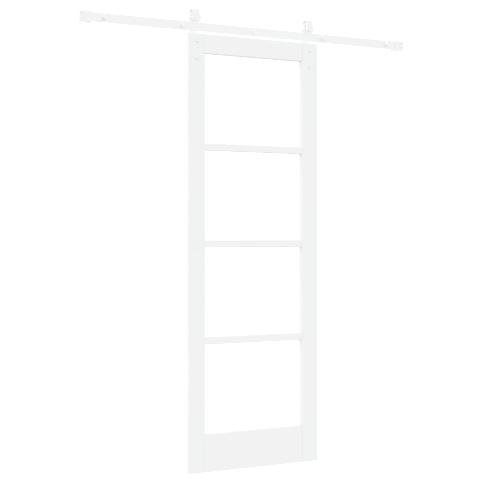Sliding Door with Hardware Set "ORKDAL" White Solid Wood & Glass - Image 6