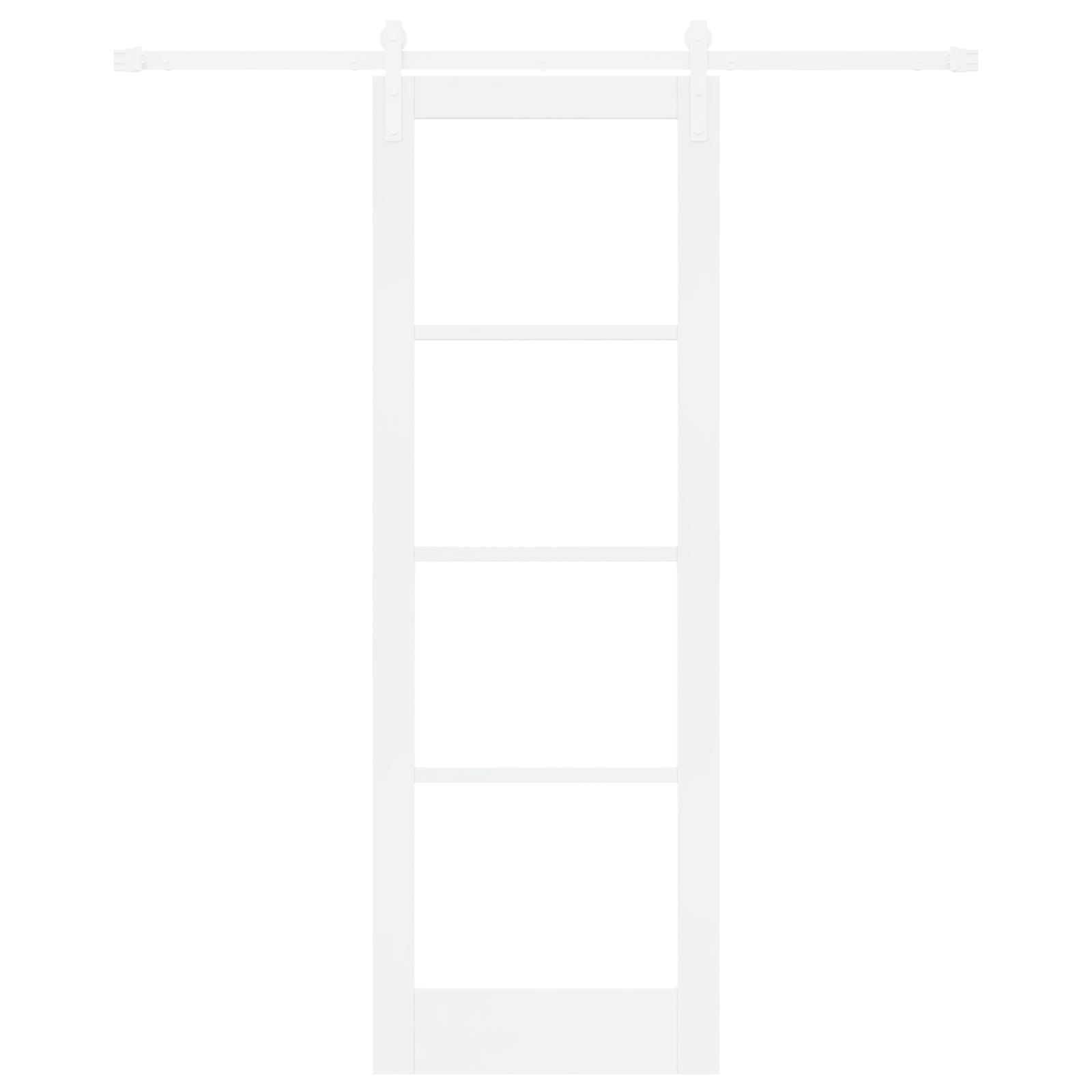 Sliding Door with Hardware Set "ORKDAL" White Solid Wood & Glass - Image 4