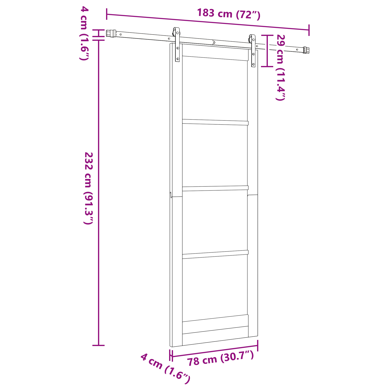 Sliding Door with Hardware Set 'ORKDAL'Solid Wood & Glass - Image 11