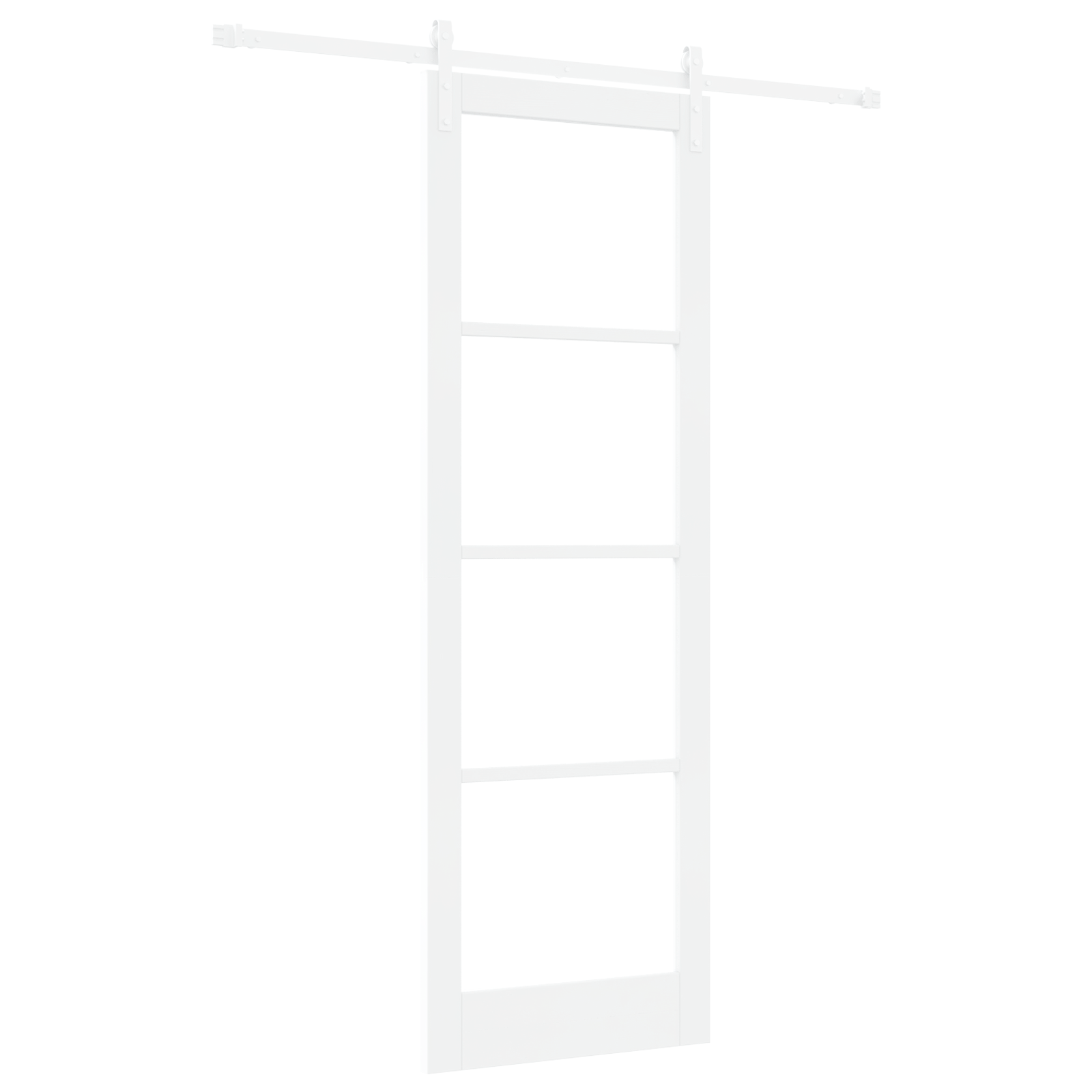 Sliding Door with Hardware Set 'ORKDAL'White Solid Wood & Glass - Image 2