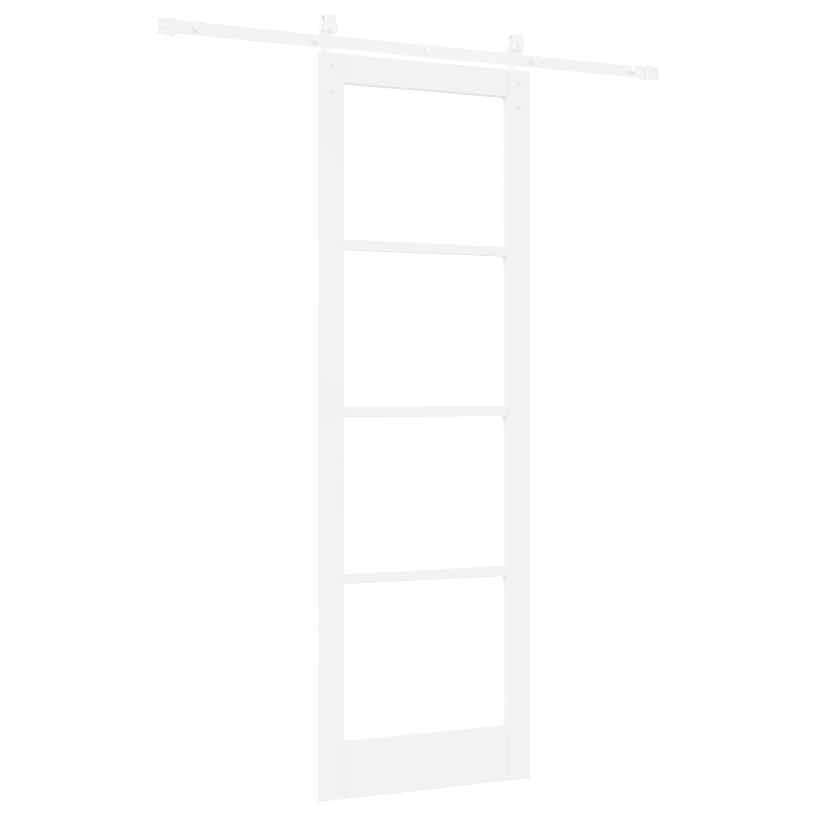 Sliding Door with Hardware Set 'ORKDAL'White Solid Wood & Glass - Image 6