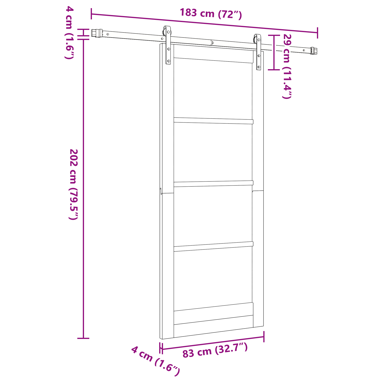 Sliding Door with Hardware Set "ORKDAL" Solid Wood & Glass - Image 11