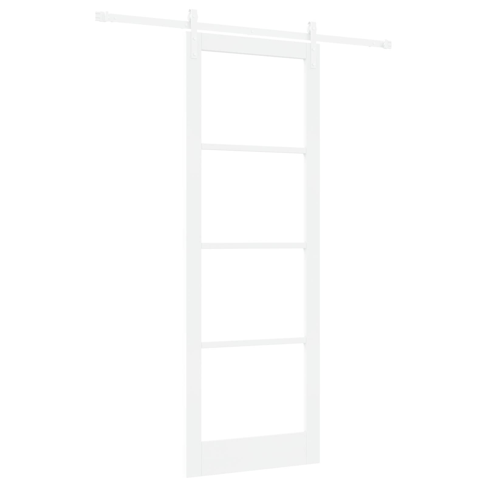 Sliding Door with Hardware Set 'ORKDAL'White Solid Wood & Glass - Image 2