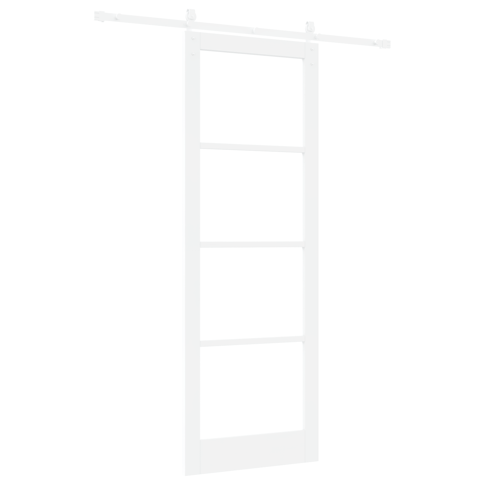 Sliding Door with Hardware Set 'ORKDAL'White Solid Wood & Glass - Image 6