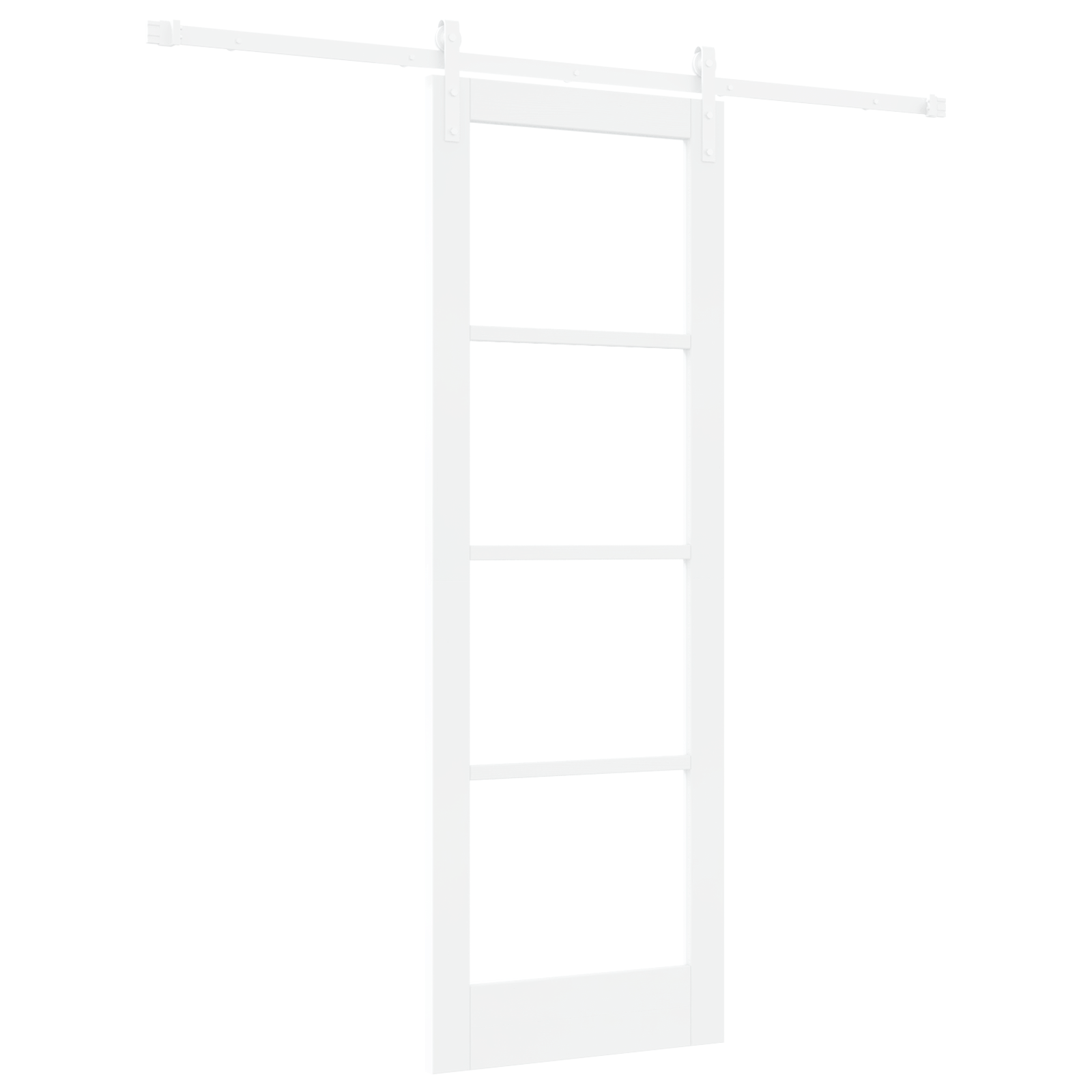 Sliding Door with Hardware Set "ORKDAL" White Solid Wood & Glass - Image 2
