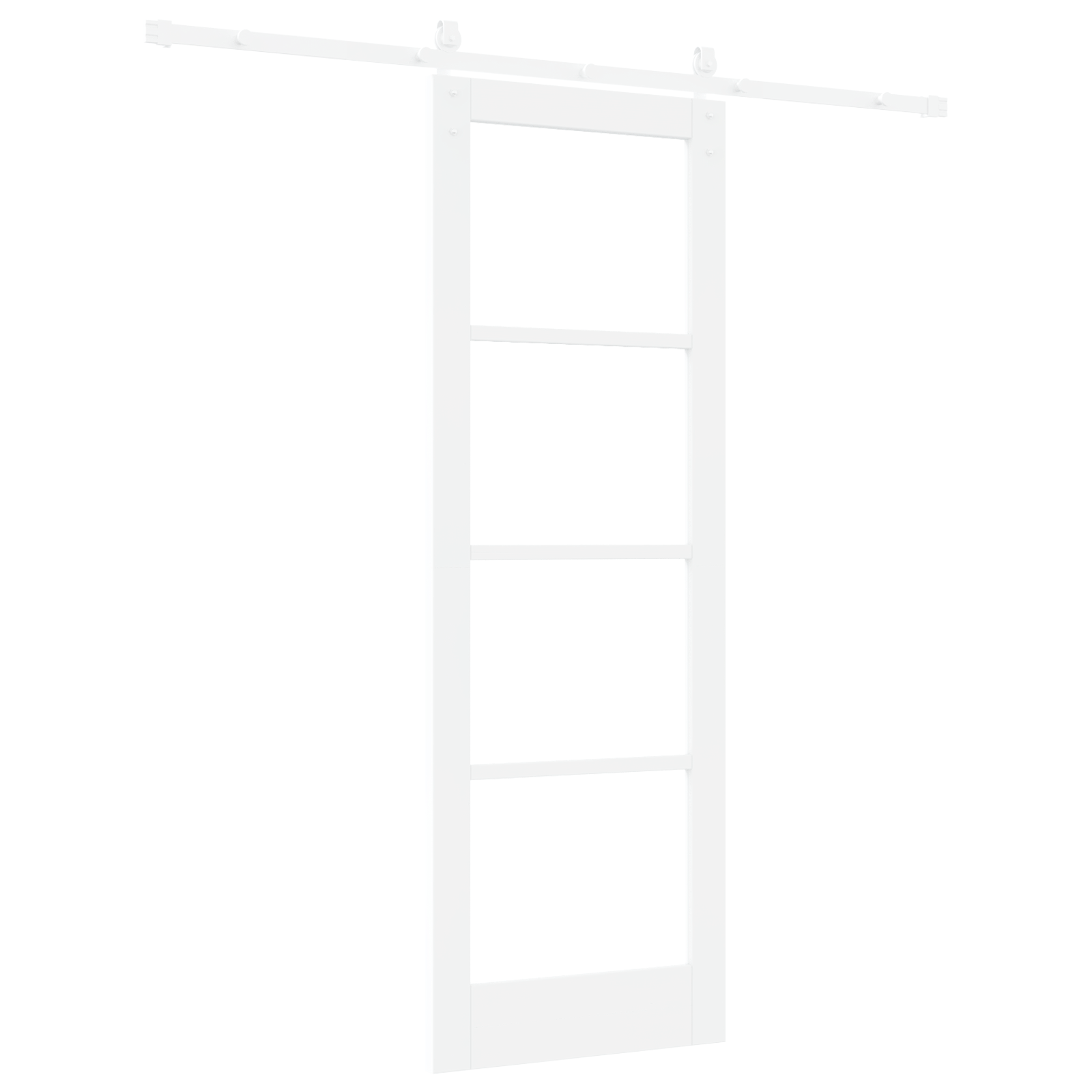 Sliding Door with Hardware Set "ORKDAL" White Solid Wood & Glass - Image 6