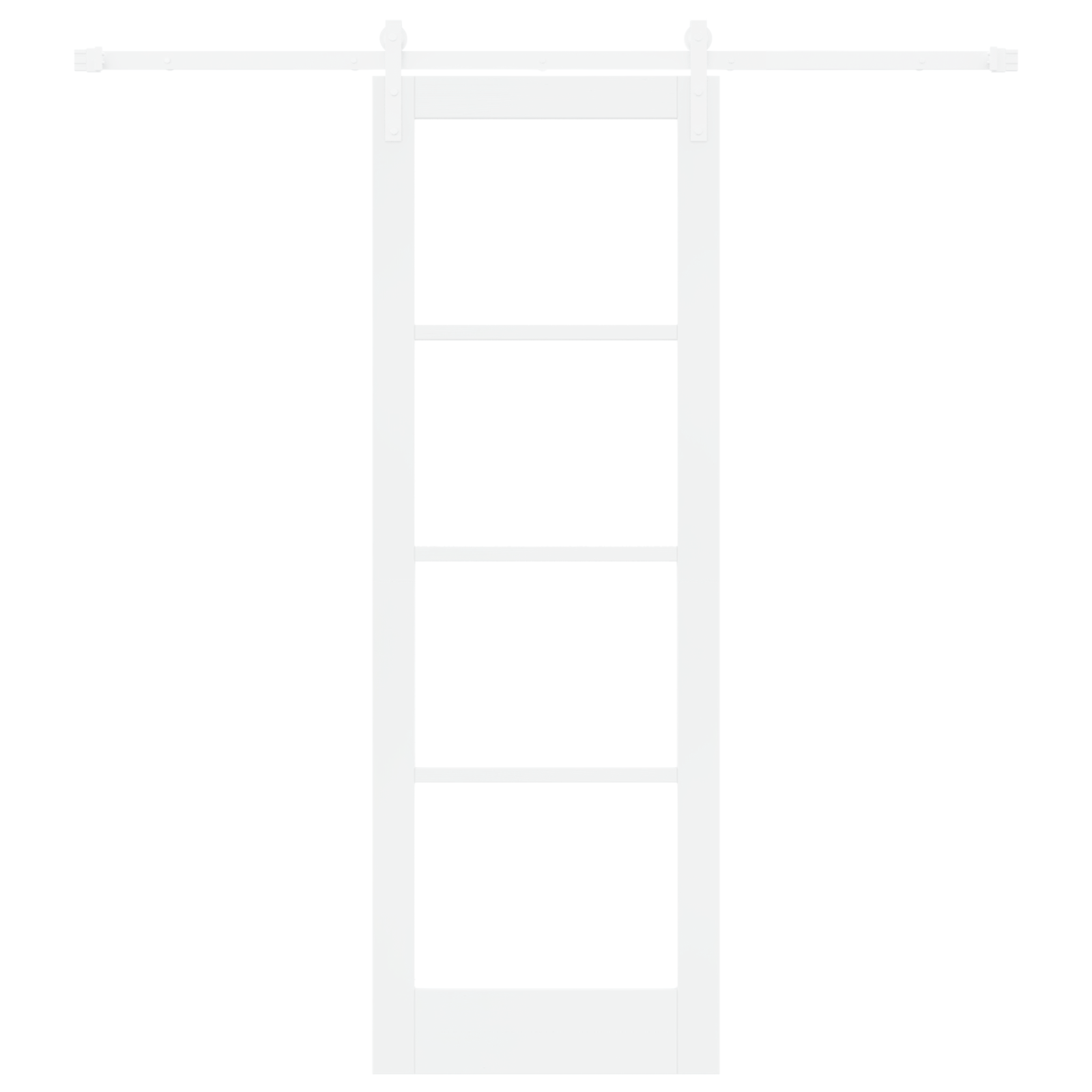 Sliding Door with Hardware Set "ORKDAL" White Solid Wood & Glass - Image 4