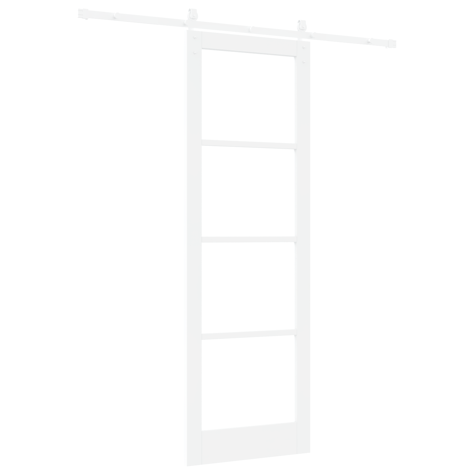 Sliding Door with Hardware Set "ORKDAL" White Solid Wood & Glass - Image 6
