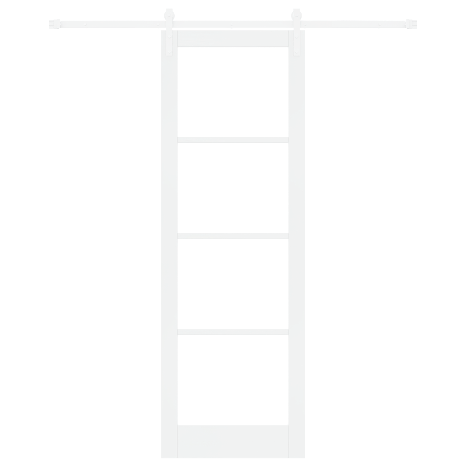 Sliding Door with Hardware Set "ORKDAL" White Solid Wood & Glass - Image 4