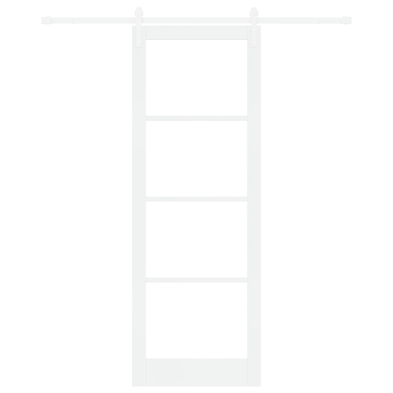 Sliding Door with Hardware Set 'ORKDAL'White Solid Wood & Glass - Image 4