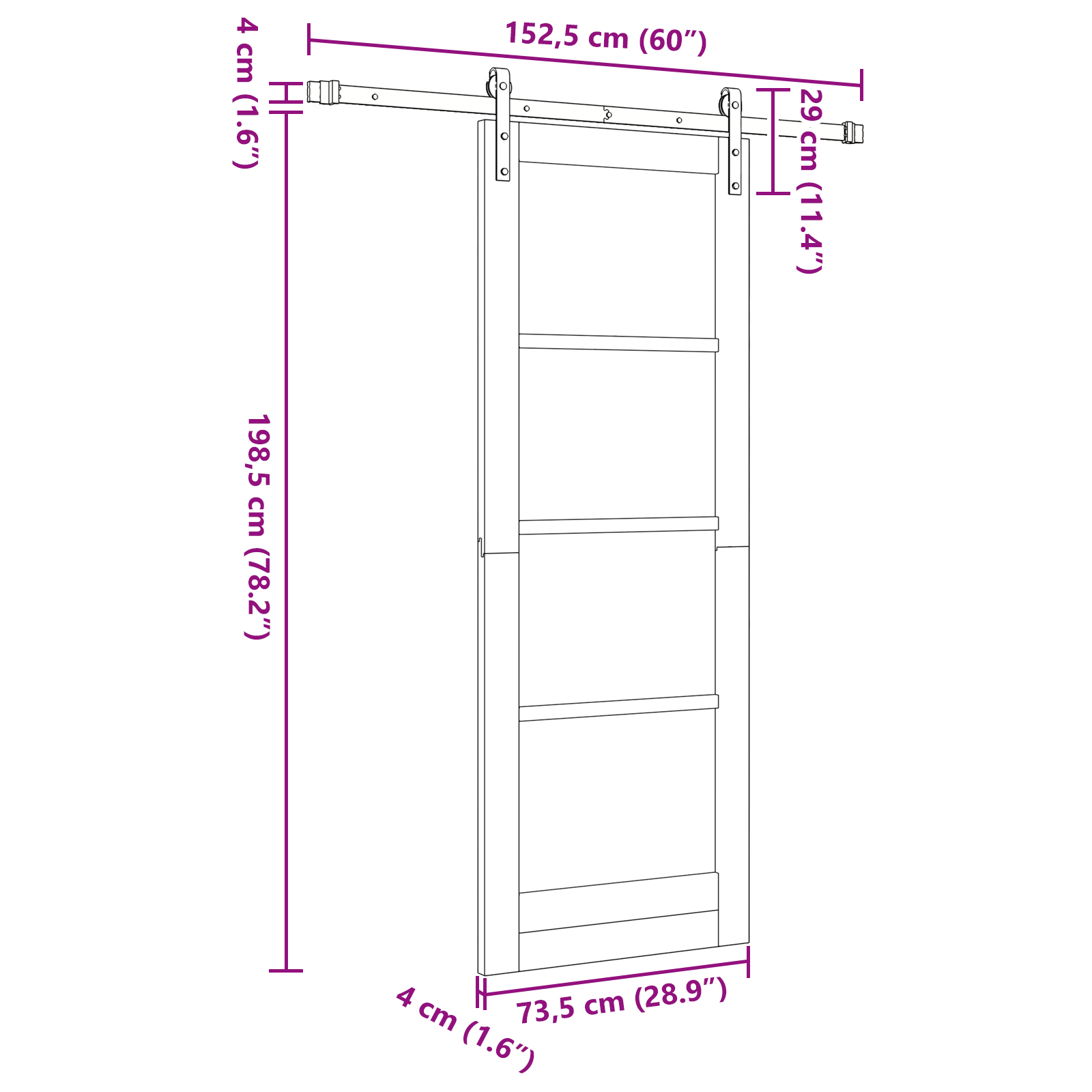 Sliding Door with Hardware Set 'ORKDAL'73.5x198.5 cm - Image 11