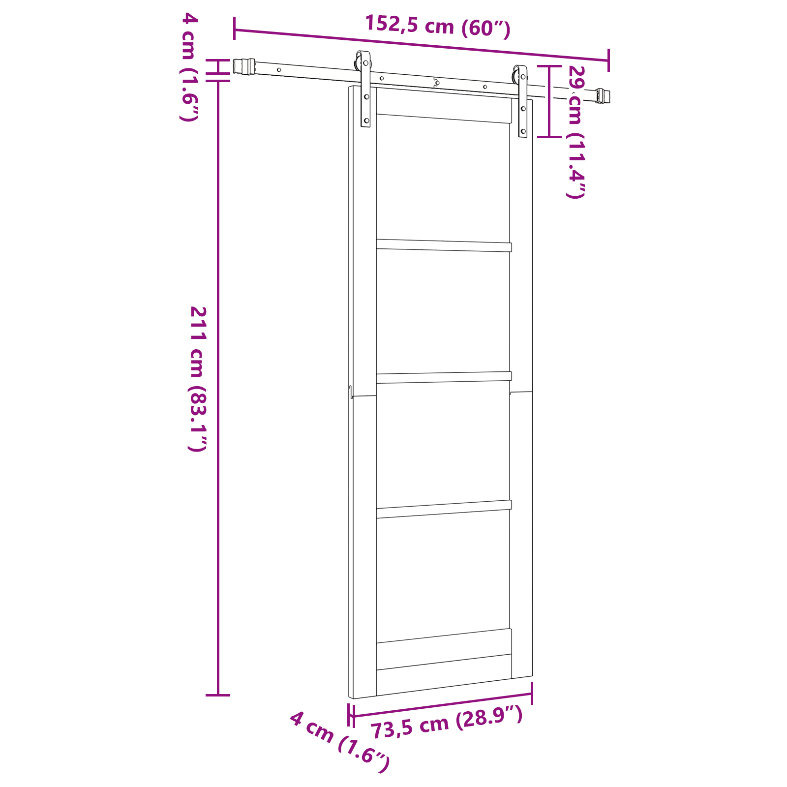 Sliding Door with Hardware Set 'ORKDAL'73.5x211 cm - Image 11