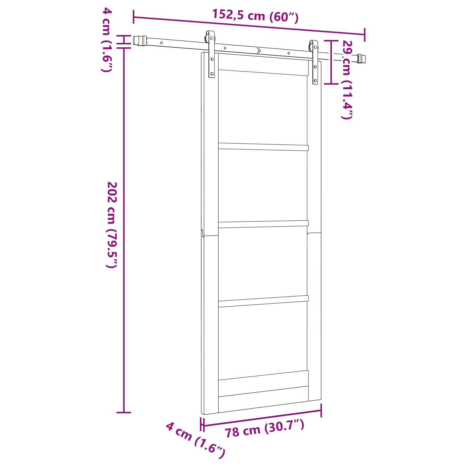 Sliding Door with Hardware Set 'ORKDAL'White 78x202 cm - Image 11