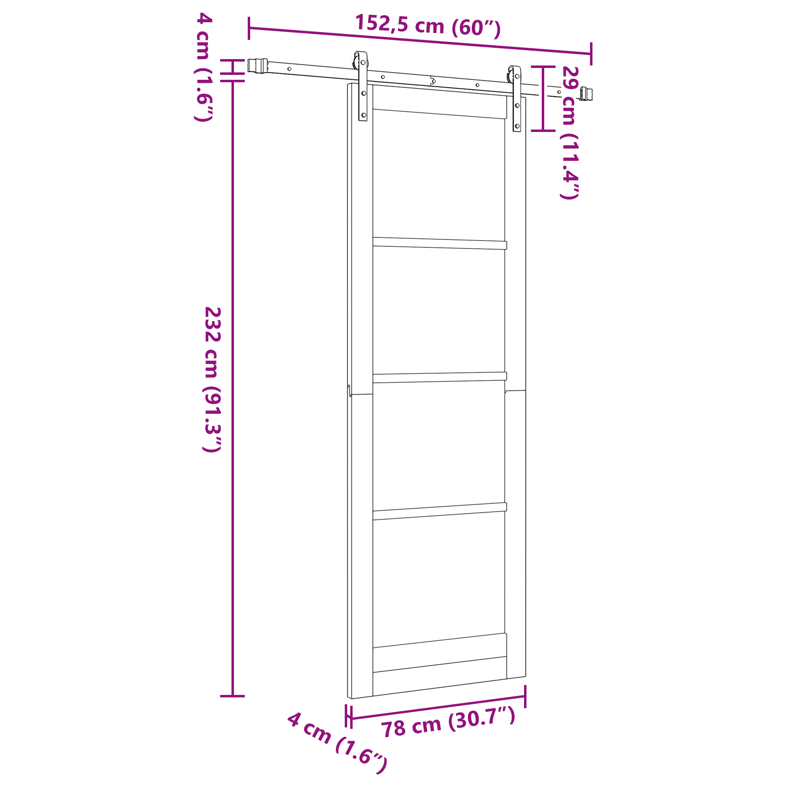 Sliding Door with Hardware Set 'ORKDAL'78x232 cm - Image 11