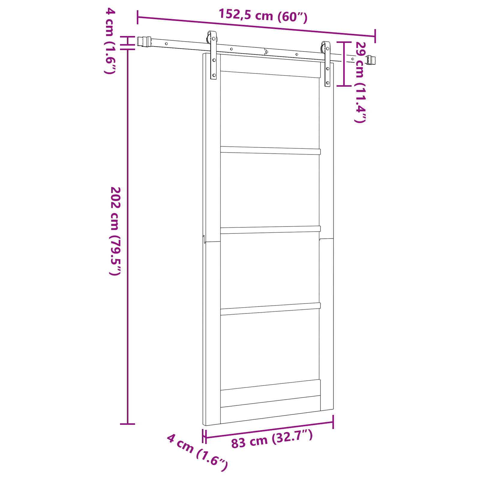 Sliding Door with Hardware Set 'ORKDAL'83x202 cm - Image 11