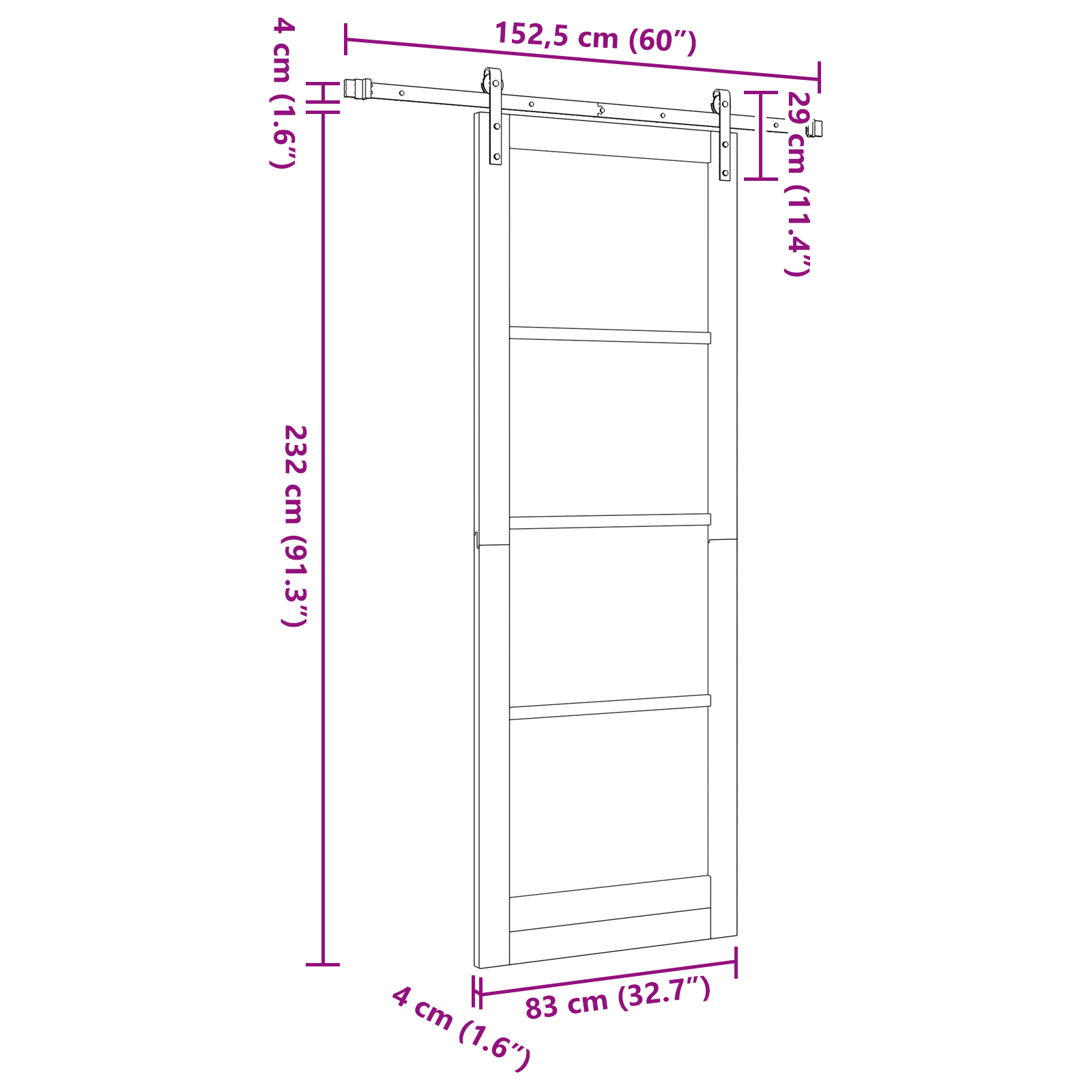 Sliding Door with Hardware Set 'ORKDAL'83x232 cm - Image 11