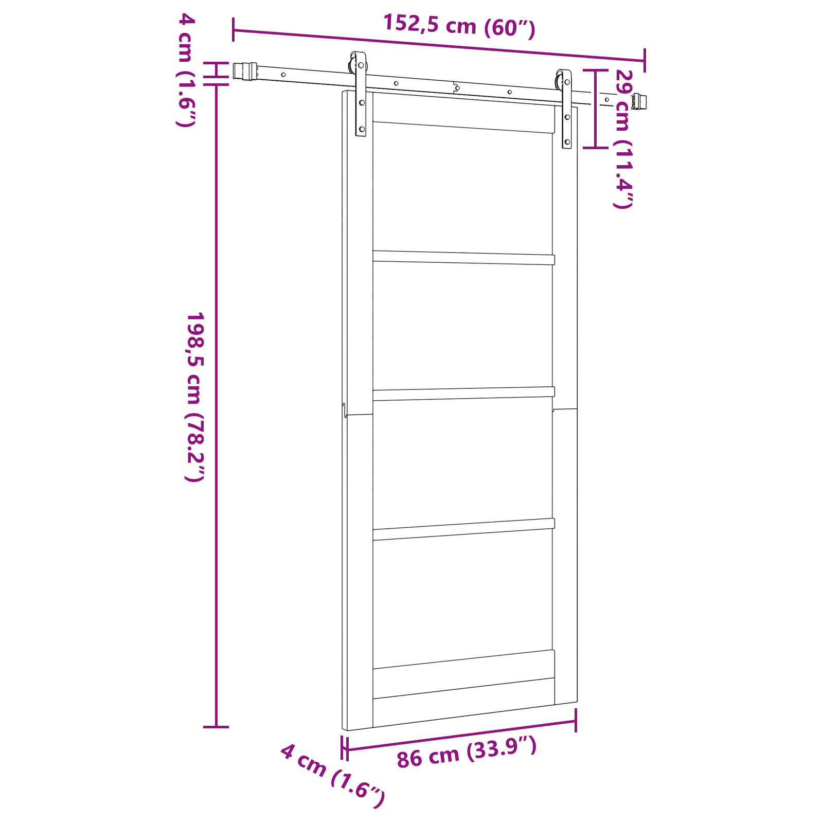 Sliding Door with Hardware Set 'ORKDAL'White 86x198.5 cm - Image 11