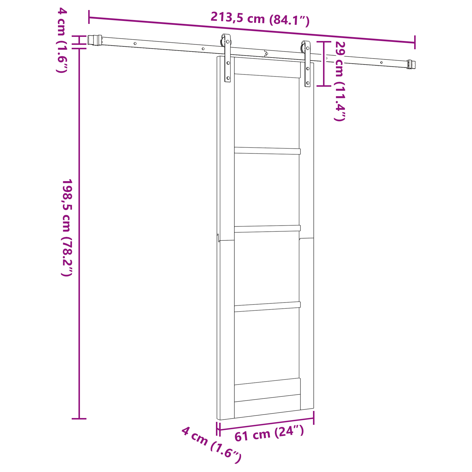 Sliding Door with Hardware Set 'ORKDAL'White 61x198.5 cm - Image 11