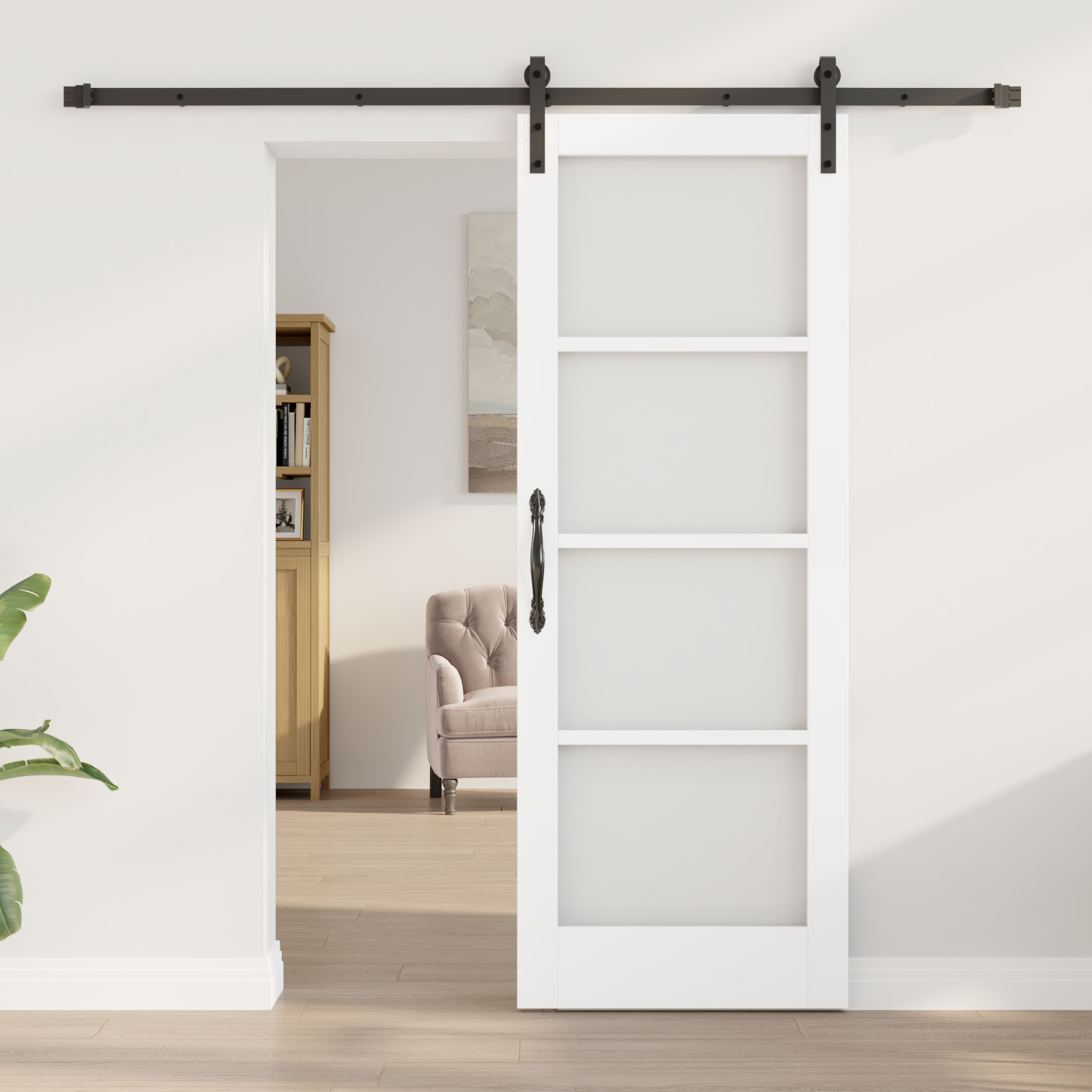 Sliding Door with Hardware Set 'ORKDAL'White 73.5x198.5 cm - Image 3