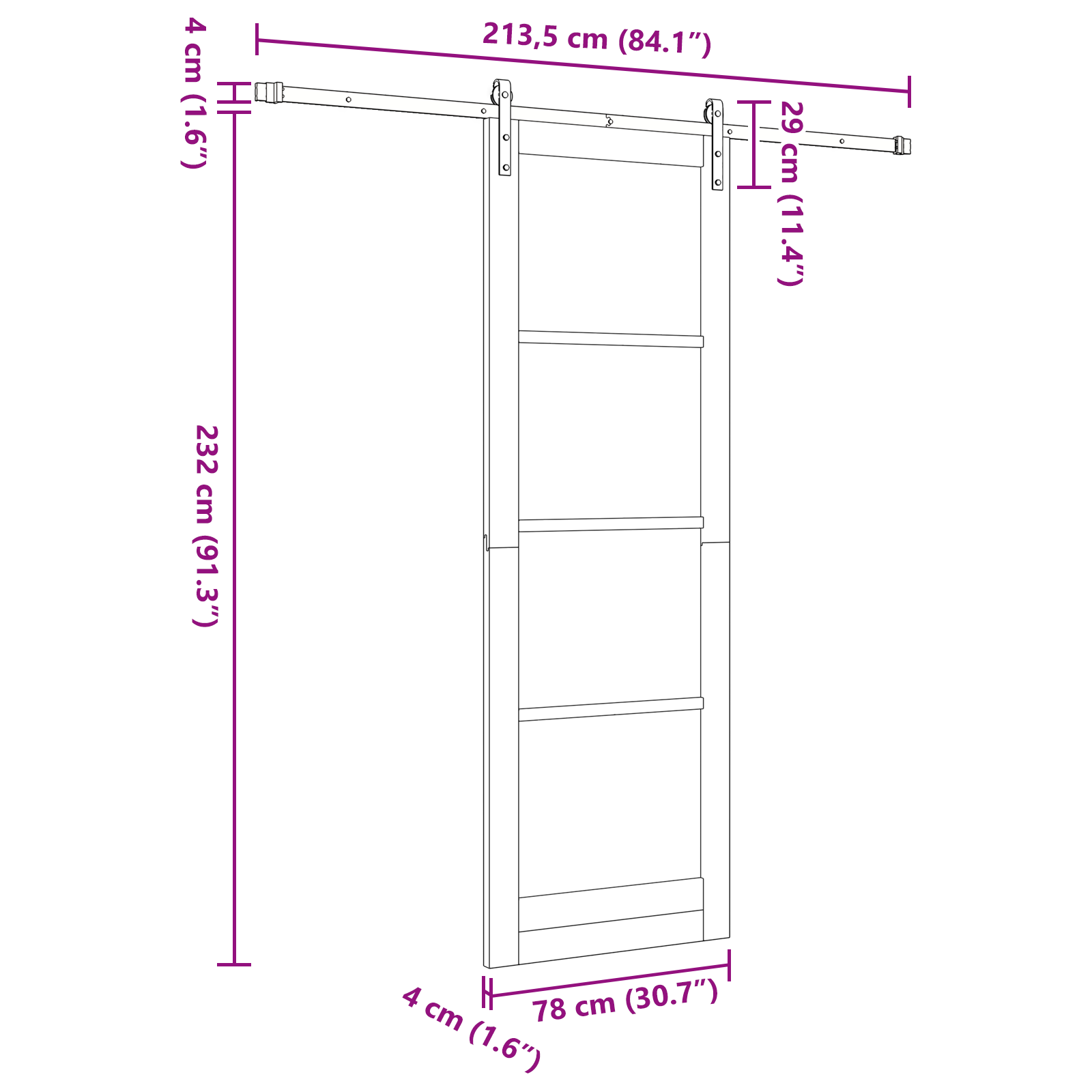 Sliding Door with Hardware Set 'ORKDAL'78x232 cm - Image 11