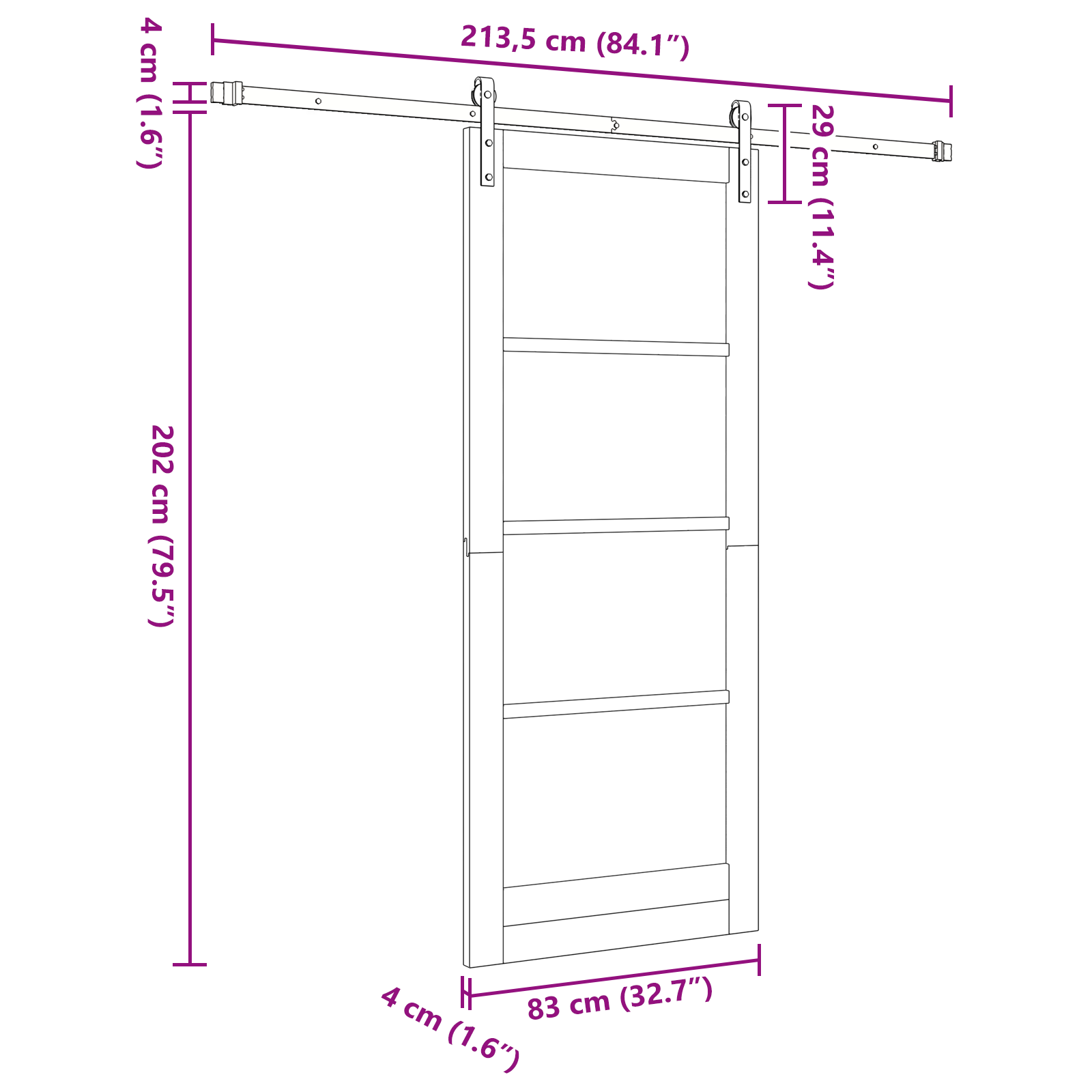 Sliding Door with Hardware Set 'ORKDAL'83x202 cm - Image 11
