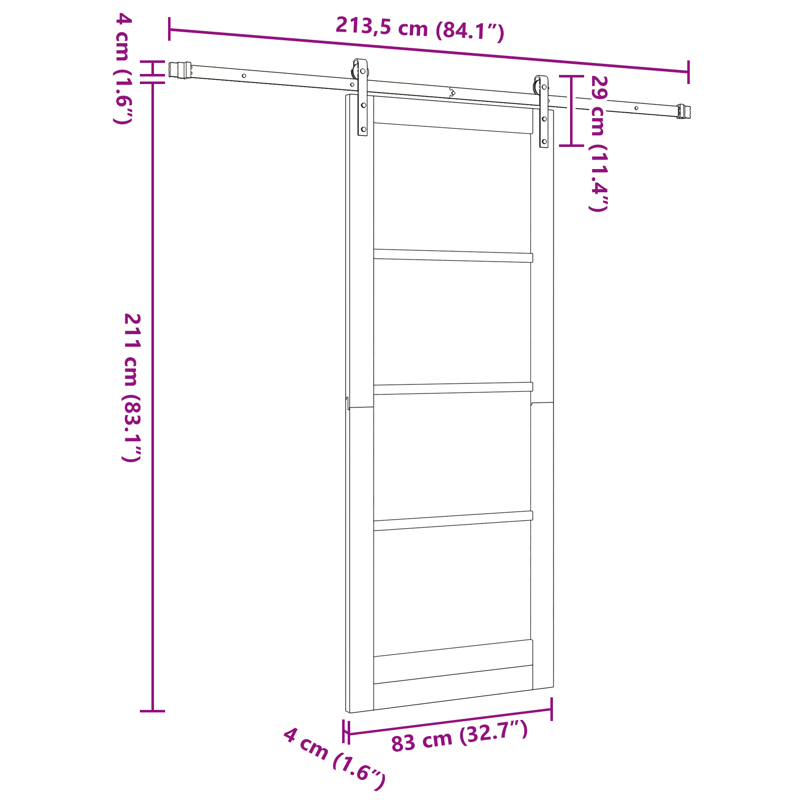 Sliding Door with Hardware Set 'ORKDAL'83x232 cm - Image 11