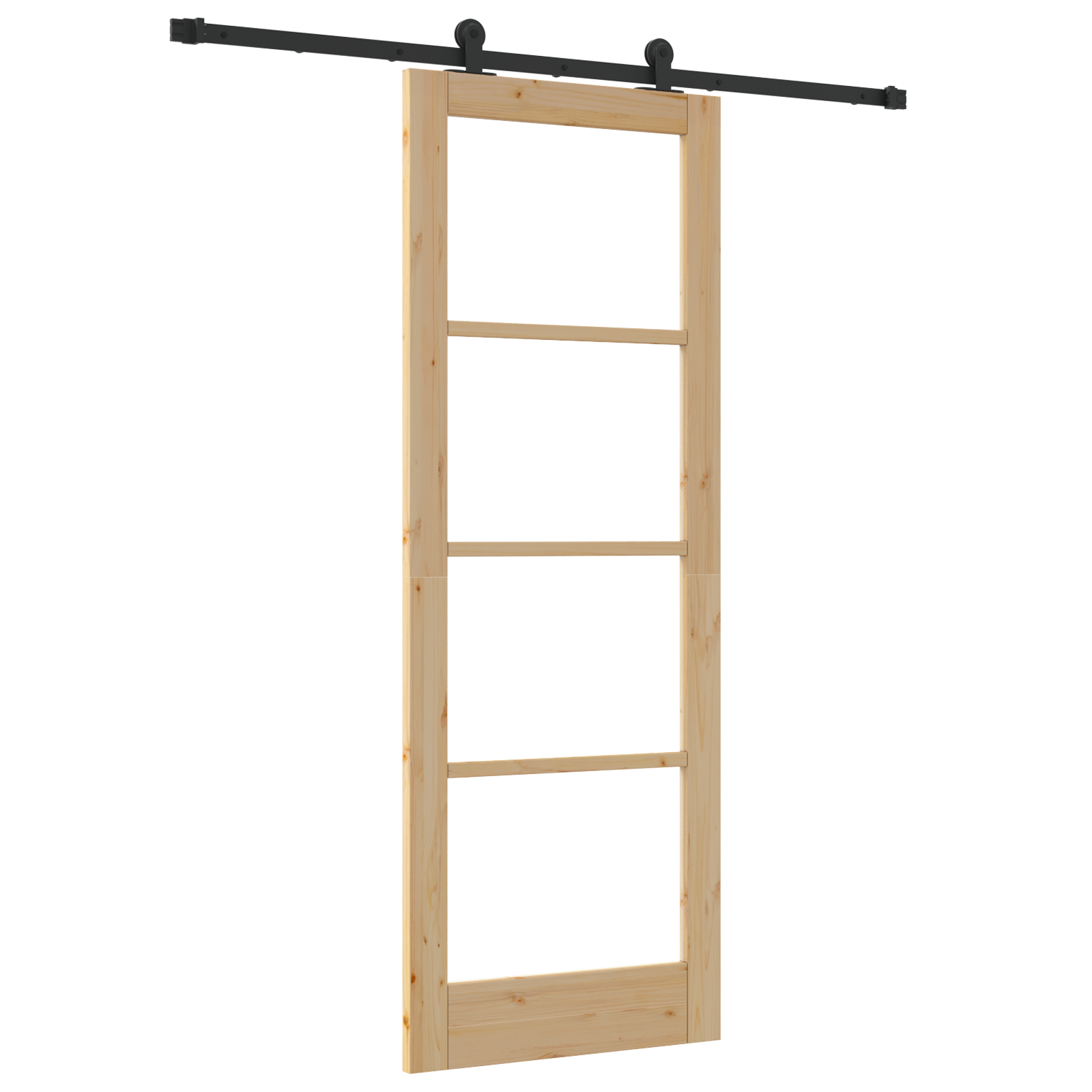 Sliding Door with Hardware Set "ORKDAL" Solid Wood&Glass - Image 2