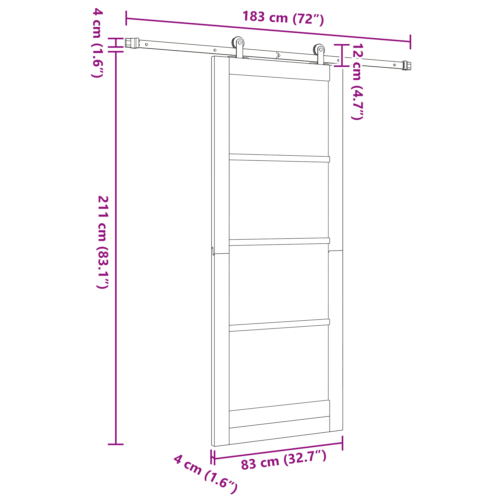 Sliding Door with Hardware Set 'ORKDAL'Solid Wood & Glass - Image 11